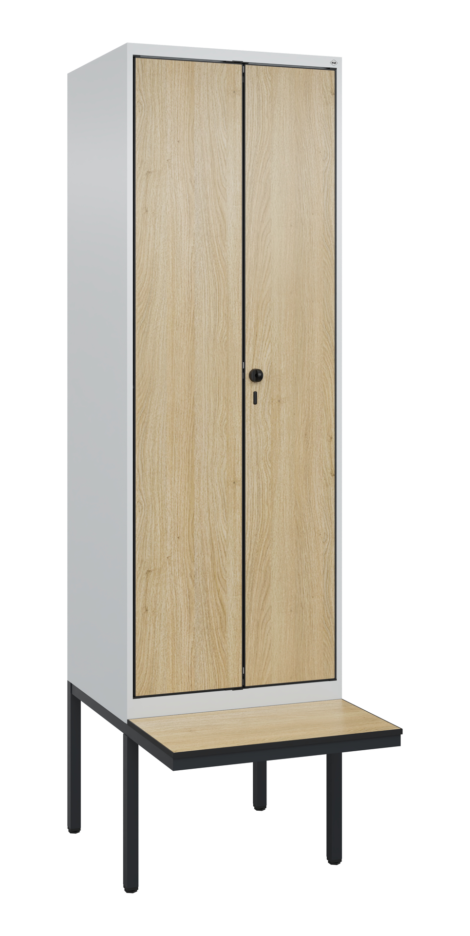 C+P PSA Schwarz-Wei�-Spind Evolo PLUS, Bank, 2 Abteile, 2120x600x815mm