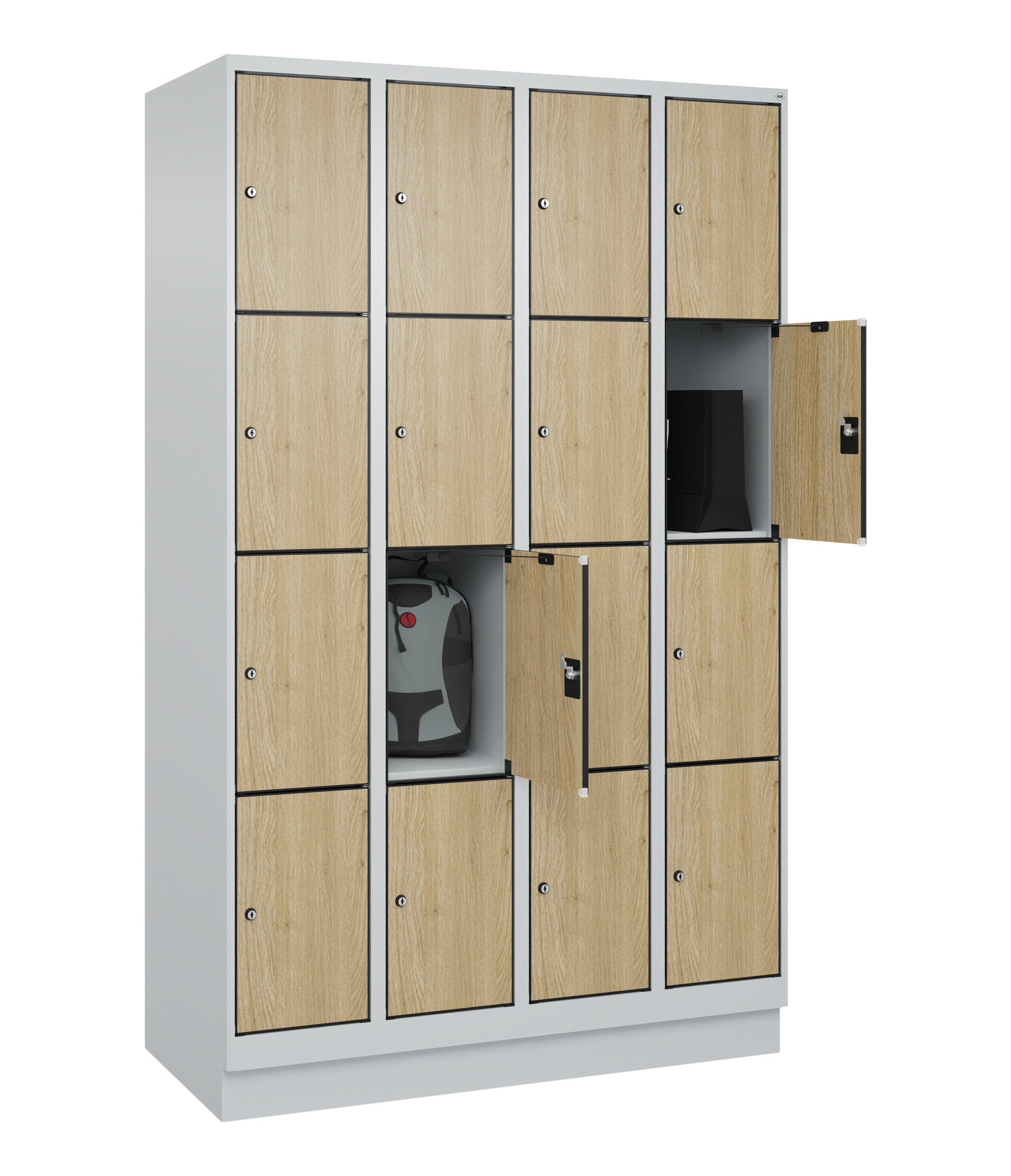 C+P Schlie�fachschrank Evolo PLUS, Sockel, 16 F�cher, 1950x1200x500mm
