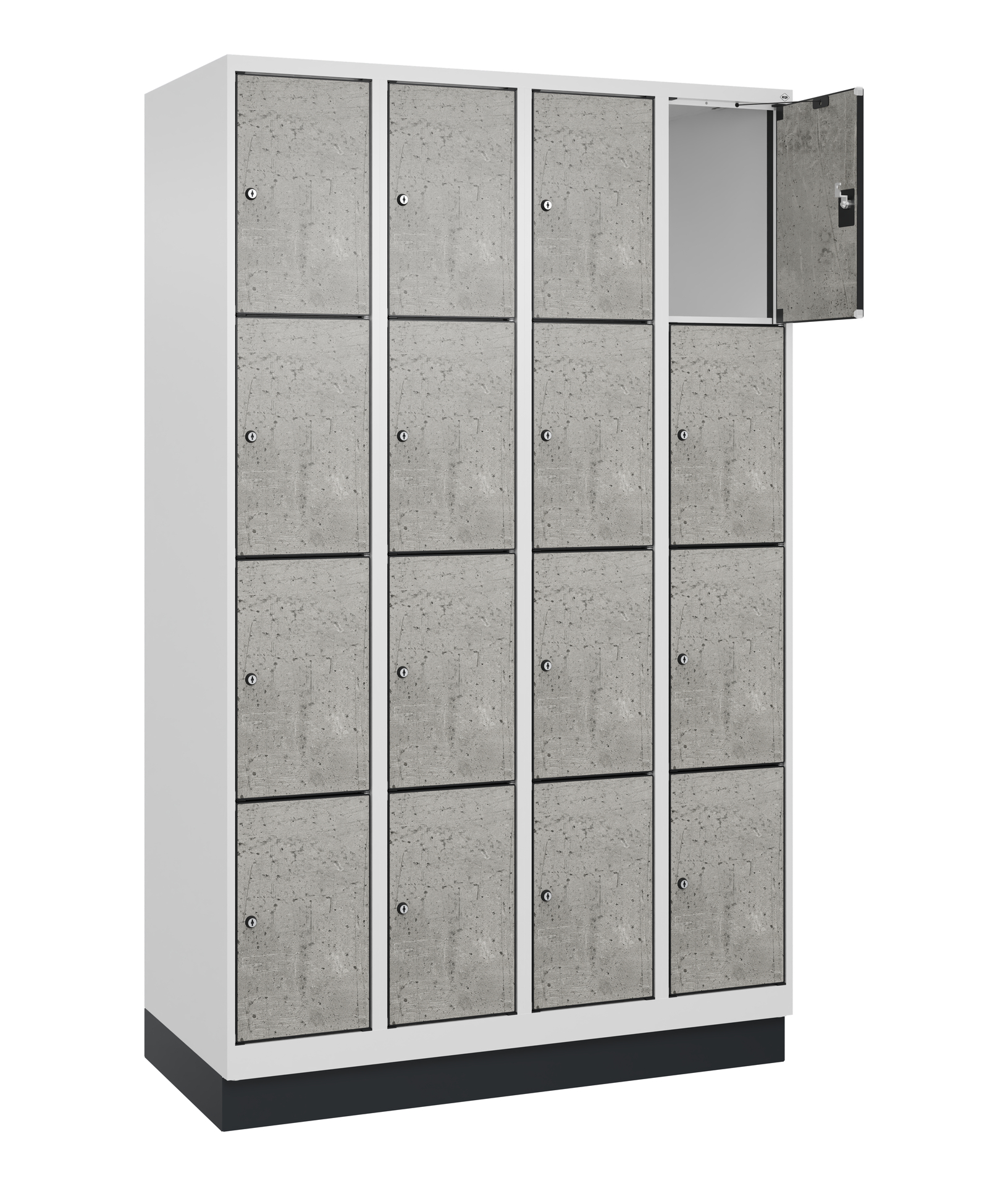 C+P Schlie�fachschrank Evolo PLUS, Sockel, 16 F�cher, 1950x1200x500mm