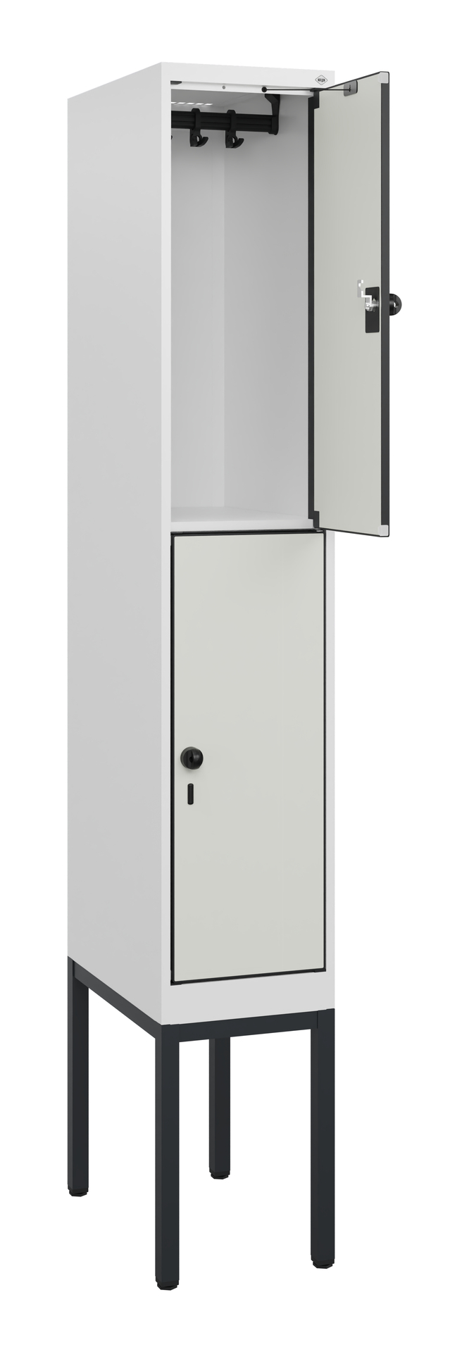 C+P Doppelst�ckiger Spind Evolo PLUS, 2 F�cher, 1950x300x500mm