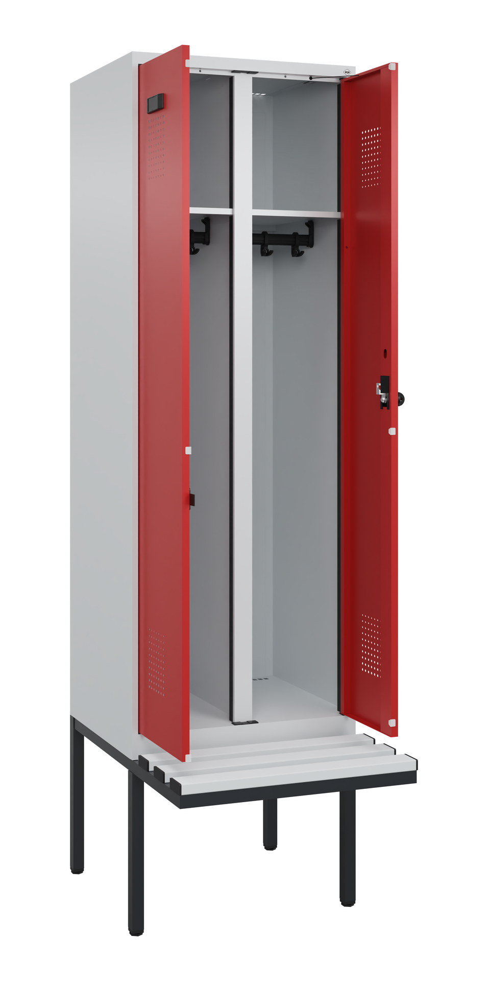 C+P Schwarz-Weiß-Spind Evolo PLUS, Bank, 2 Abteile