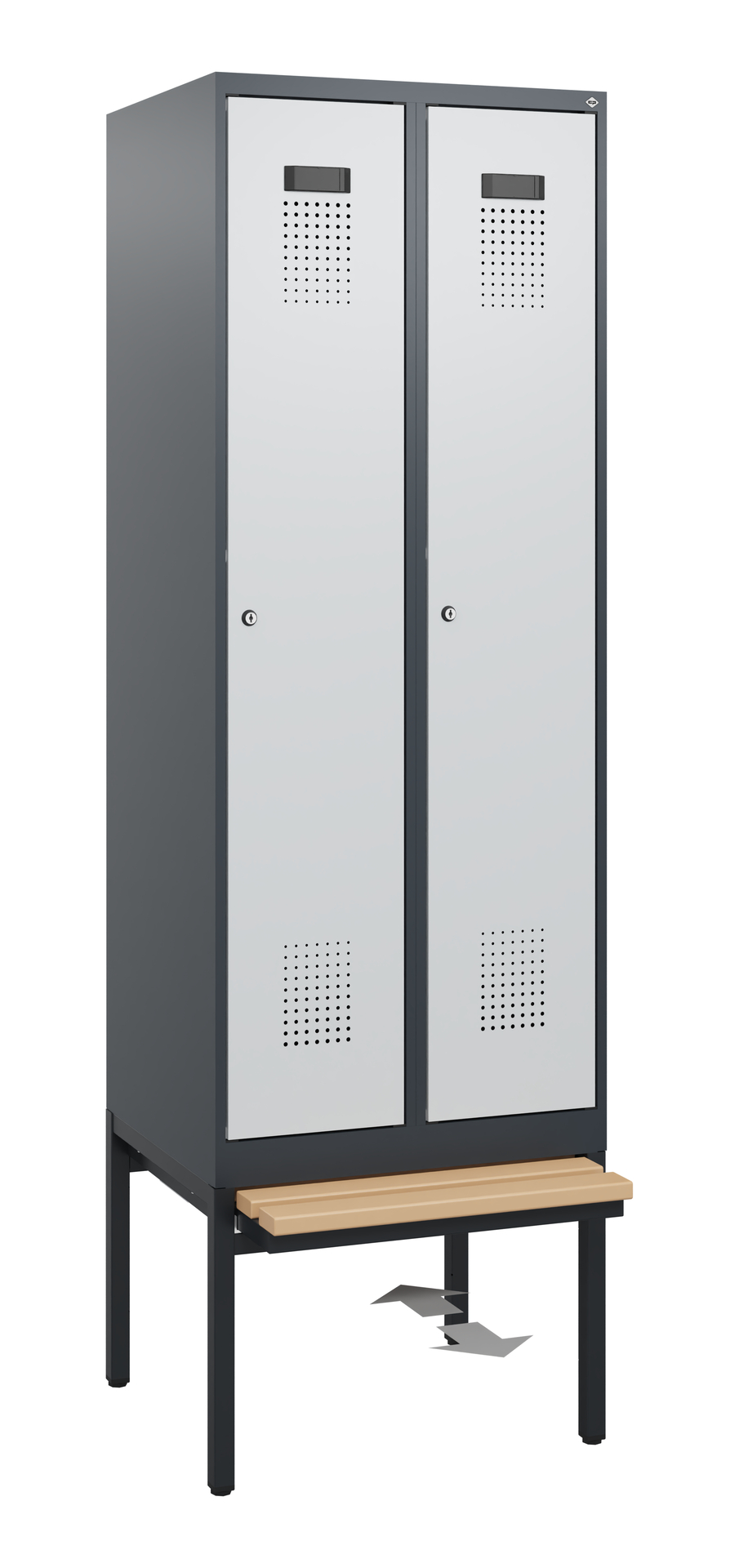 C+P Spind Evolo PLUS, Bank, 2 Abteile, 1950x600x815mm