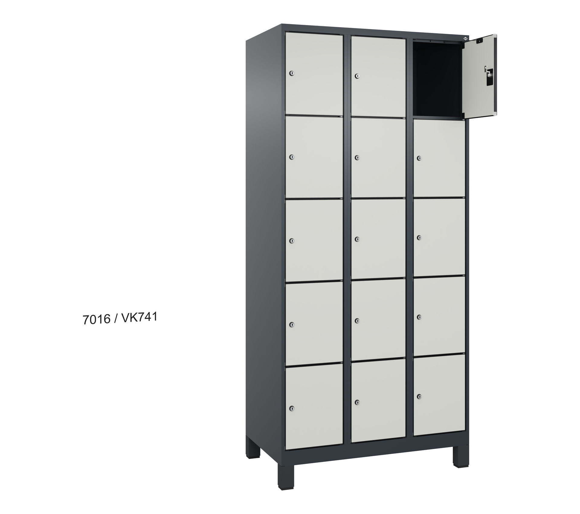 C+P Schlie�fachschrank Evolo PLUS, F��e, 15 F�cher, 1950x900x500mm