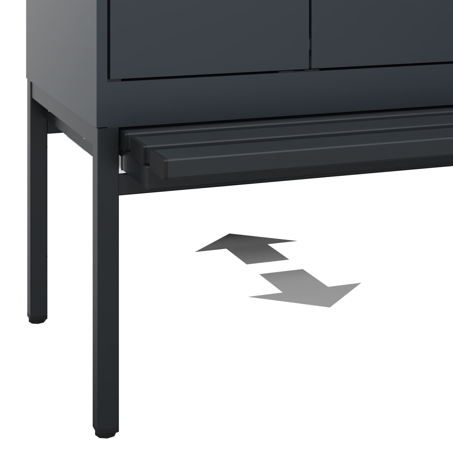 C+P Schwarz-Weiß-Spind Evolo PLUS, Bank, 4 Abteile, 2120x1200x815mm