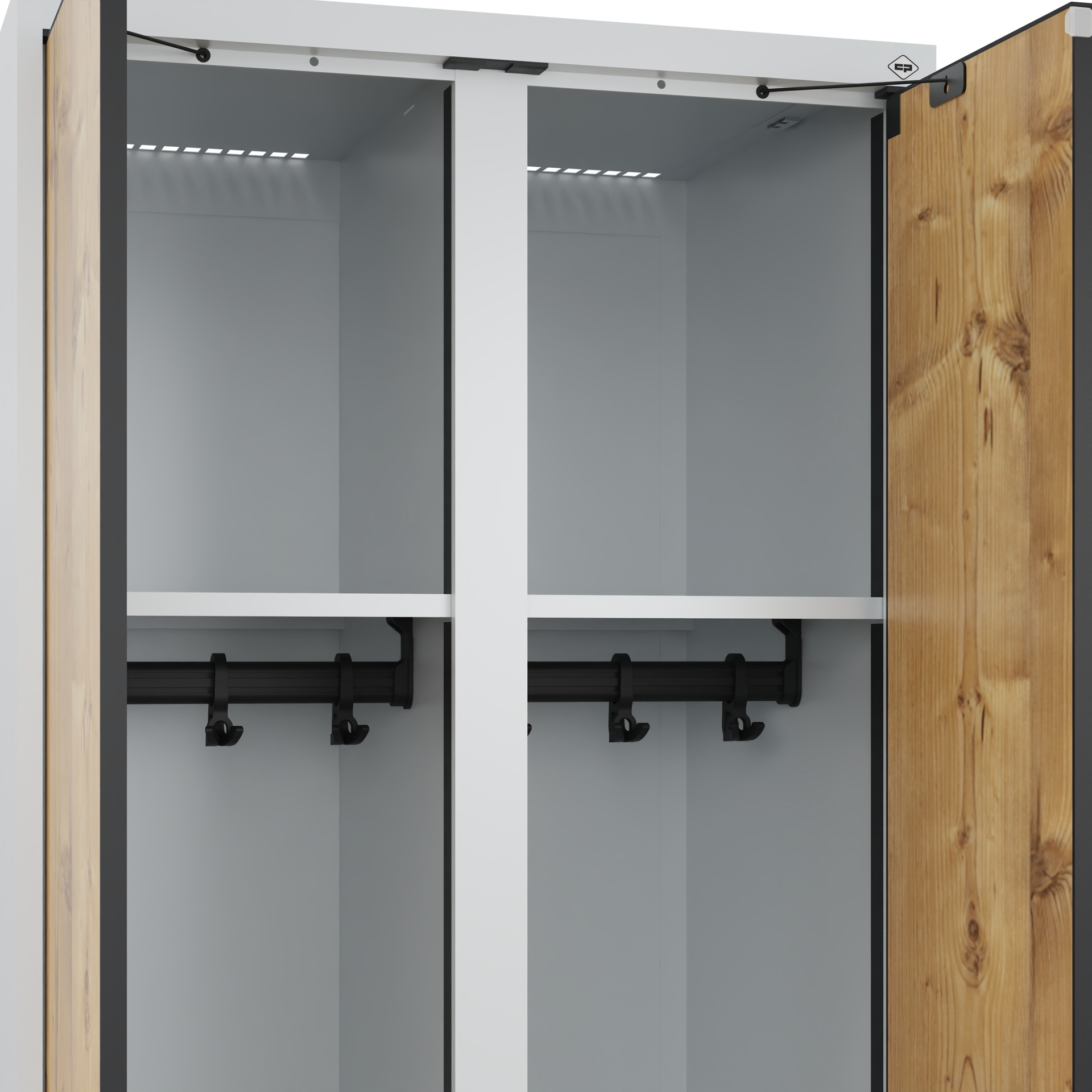C+P Schwarz-Wei�-Spind Evolo PLUS, Bank, 4 Abteile, 2120x1200x815mm