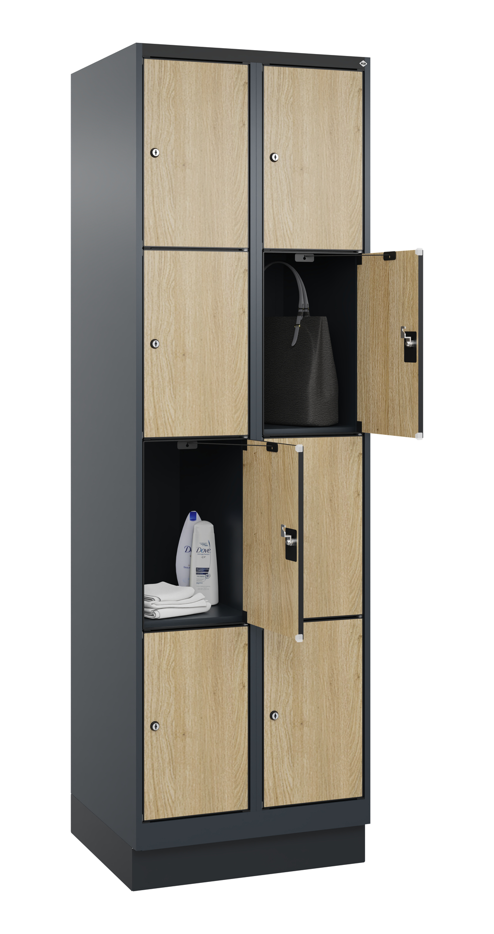 C+P Schlie�fachschrank Evolo PLUS, Sockel, 8 F�cher, 1950x600x500mm