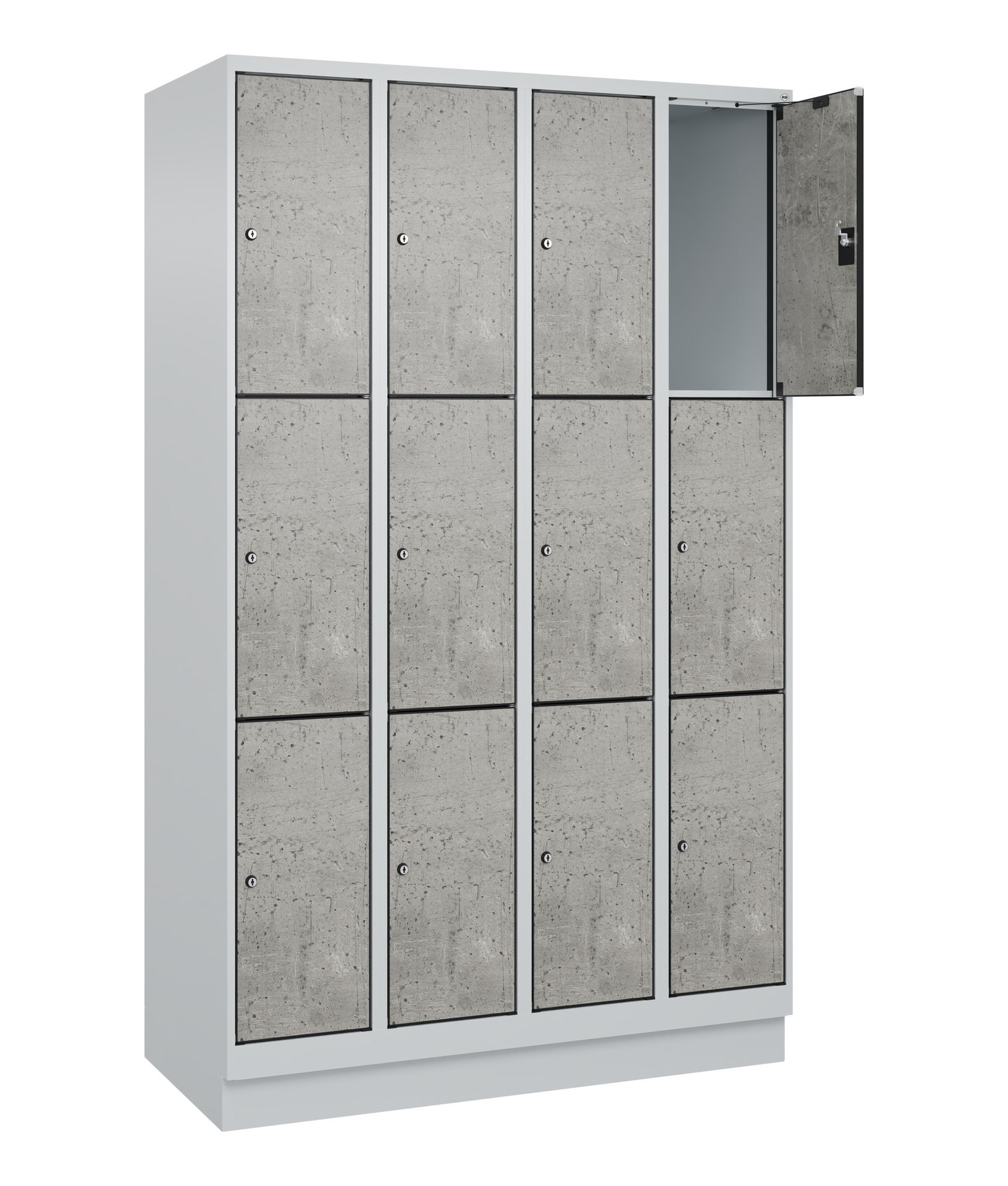 C+P Schlie�fachschrank Evolo PLUS, Sockel, 12 F�cher, 1950x1200x500mm