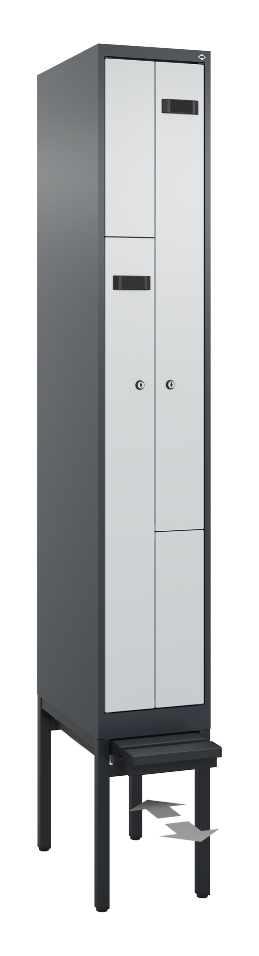 C+P Z-Spind Evolo PLUS, Bank, 2 Fächer, 2120x300x815mm