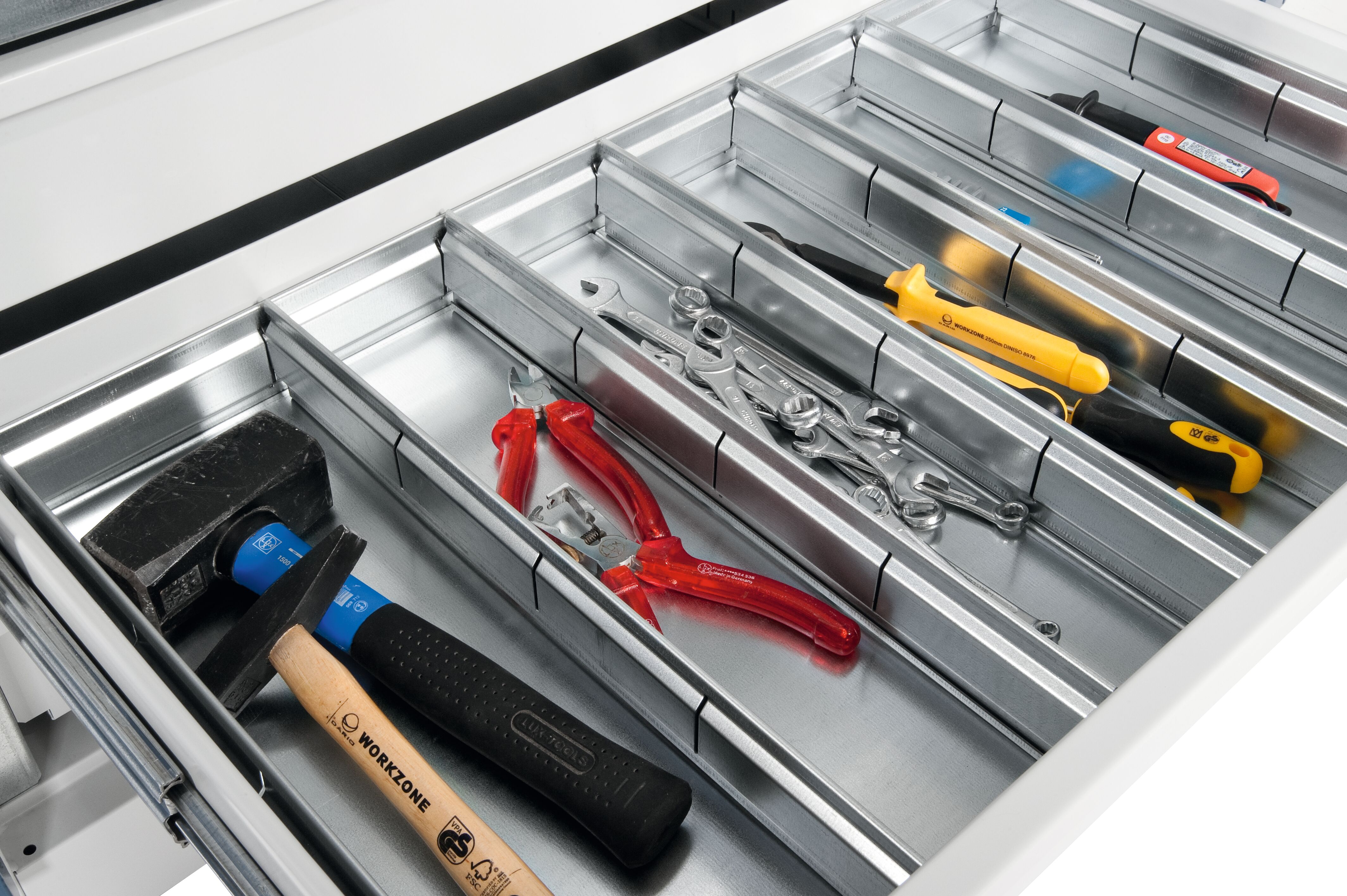 C+P drawer tidies with galvanized separators