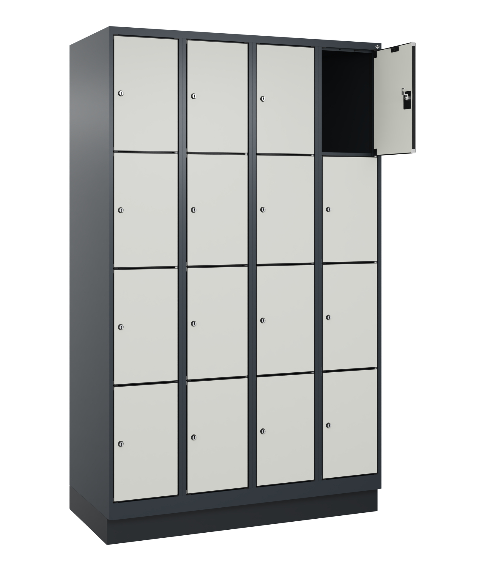 C+P Schlie�fachschrank Evolo PLUS, Sockel, 16 F�cher, 1950x1200x500mm