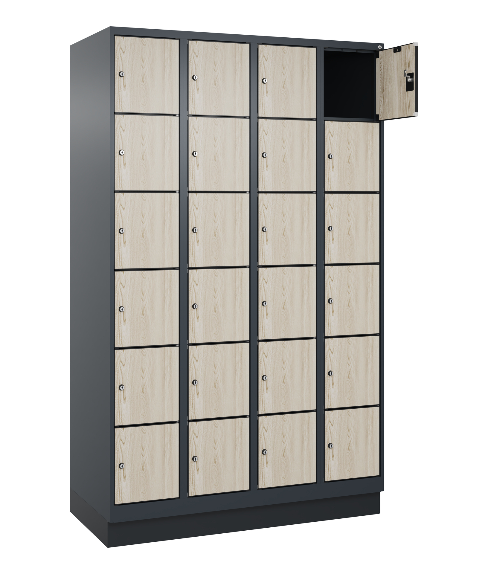 C+P Schlie�fachschrank Evolo PLUS, Sockel, 24 F�cher, 1950x1200x500mm