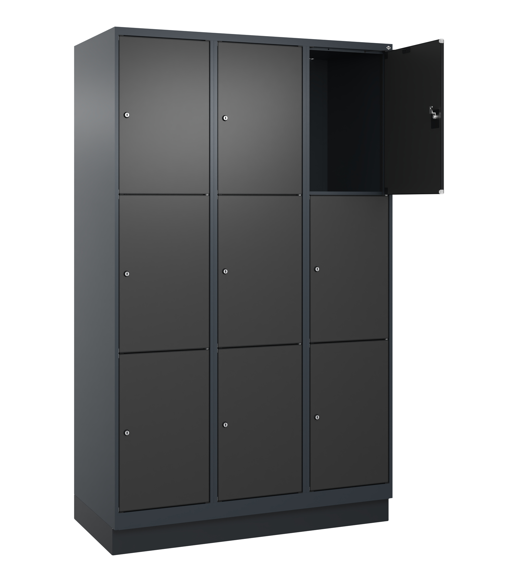 C+P Schlie�fachschrank Evolo PLUS, Sockel, 9 F�cher, 1950x1200x500mm