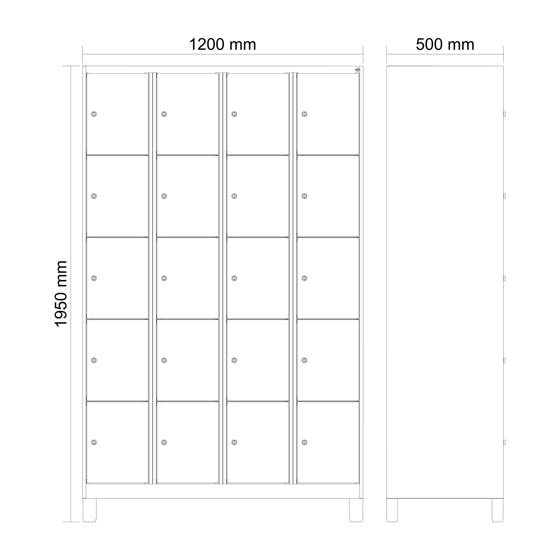 C+P Schlie�fachschrank Evolo PLUS, F��e, 20 F�cher, 1950x1200x500mm