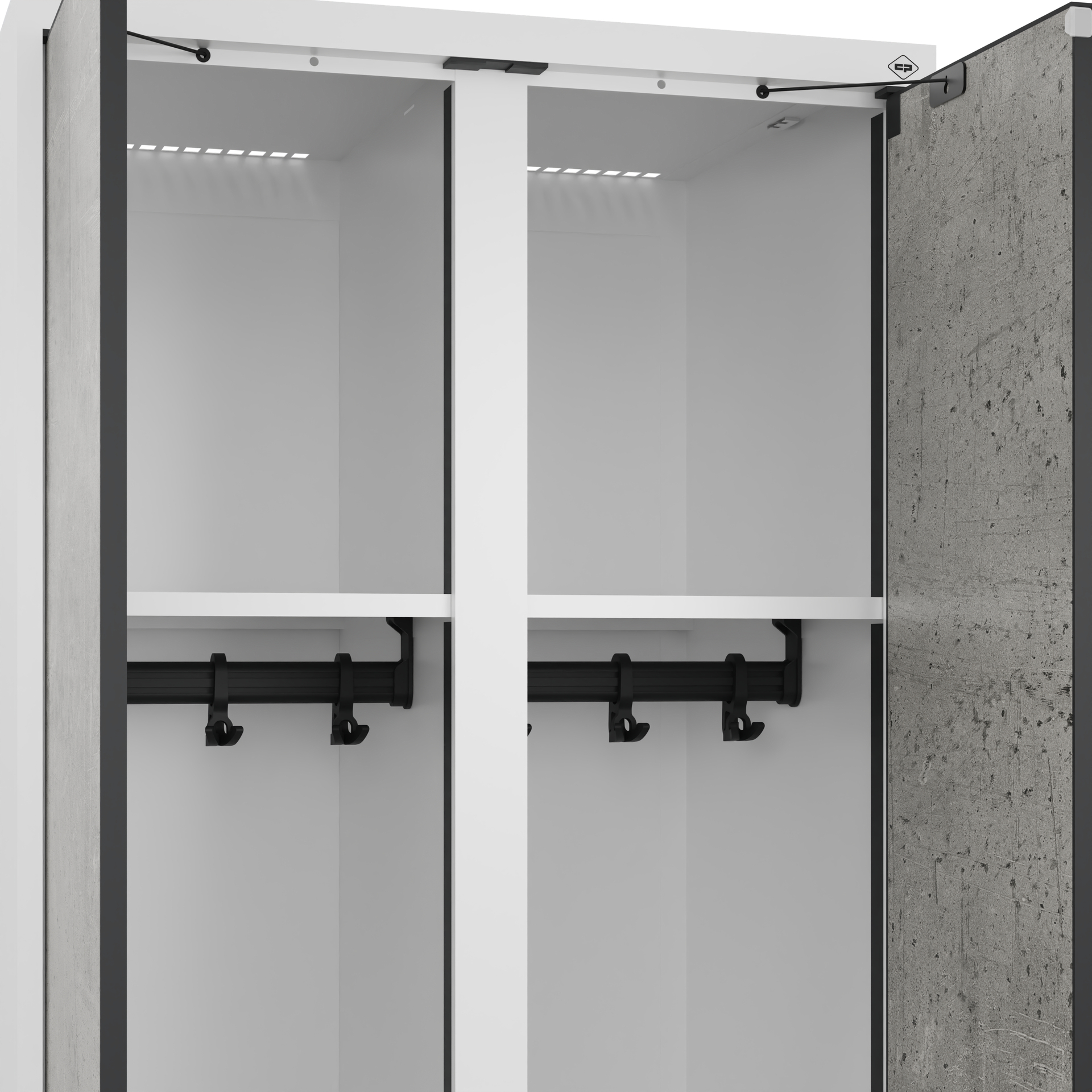 C+P Schwarz-Wei�-Spind Evolo PLUS, F��e, 2 Abteile, 1950x600x500mm
