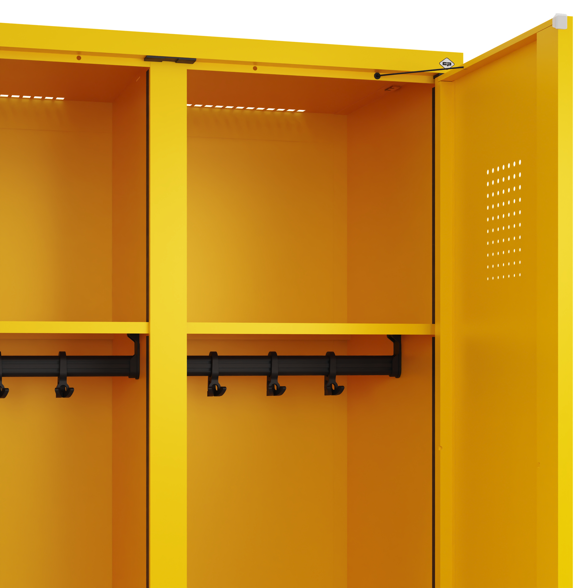 C+P Schwarz-Weiß-Spind Evolo PLUS, Bank, 2 Abteile, 2120x800x815mm