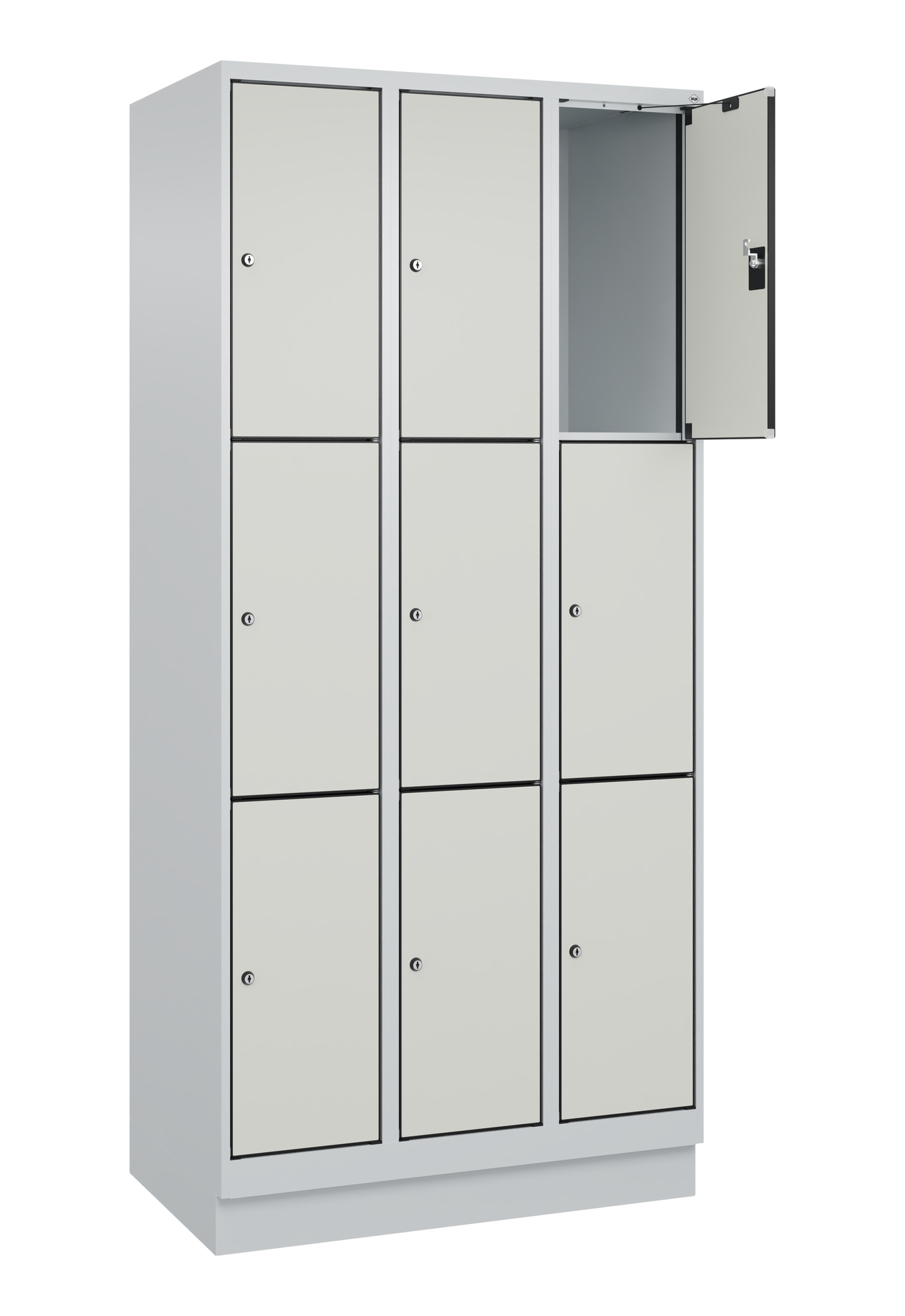 C+P Schlie�fachschrank Evolo PLUS, Sockel, 9 F�cher, 1950x900x500mm