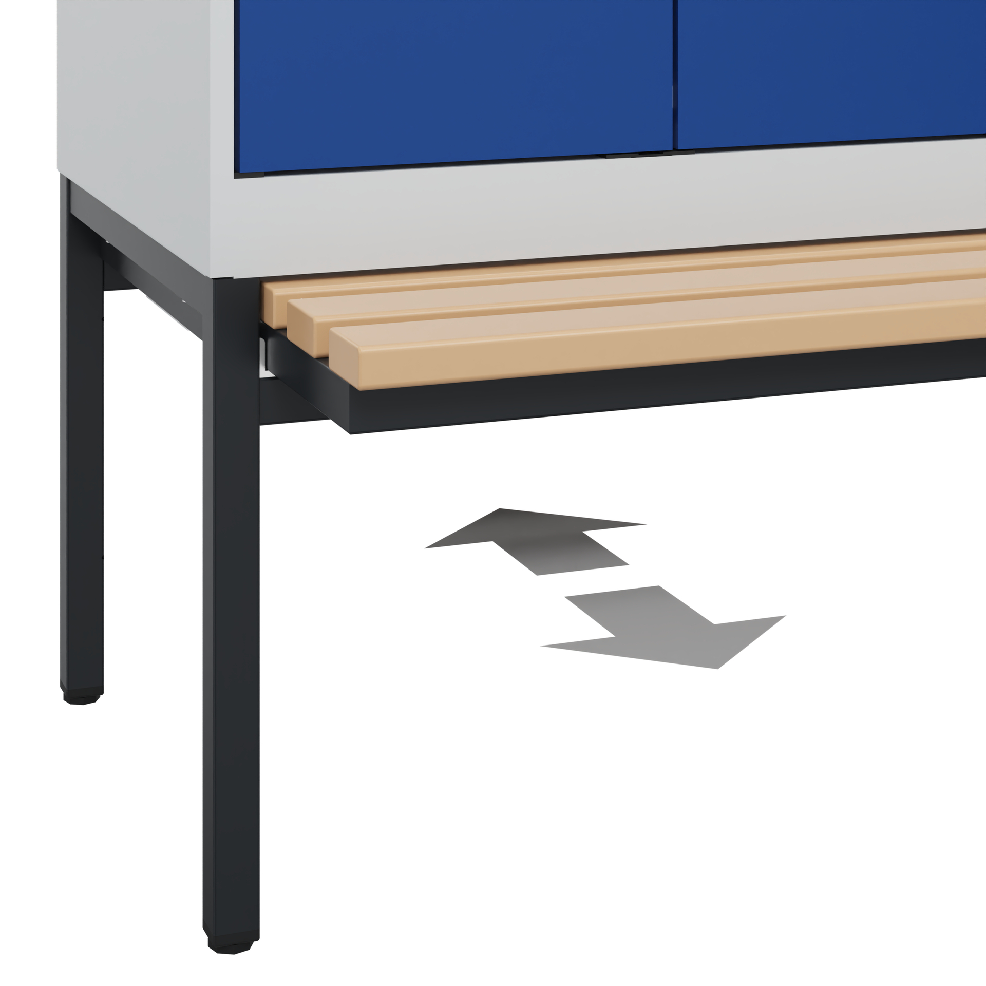 C+P PSA Schwarz-Weiß-Spind Evolo PLUS, Bank, 2 Abteile, 2120x600x815mm