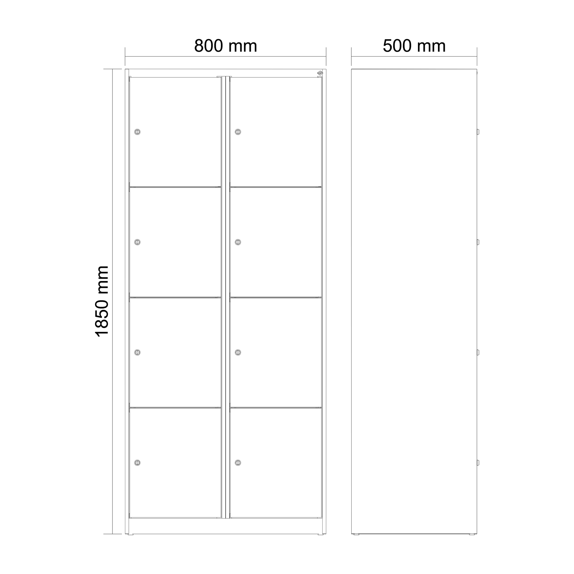 C+P Schlie�fachschrank Evolo PLUS, 8 F�cher, 1850x800x500mm