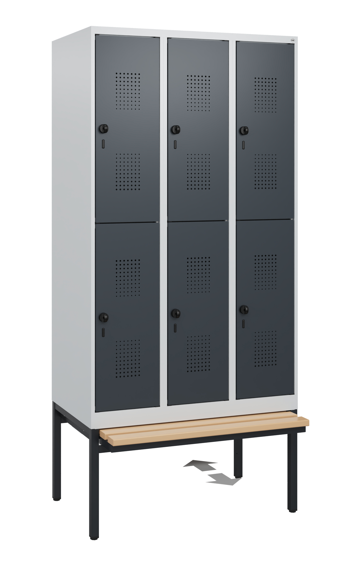 C+P Doppelstöckiger Spind Evolo PLUS, 6 Fächer, 1950x900x815mm