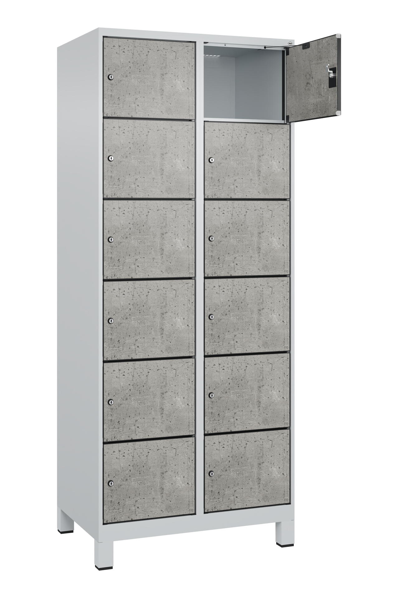 C+P Schlie�fachschrank Evolo PLUS, F��e, 12 F�cher, 1950x800x500mm