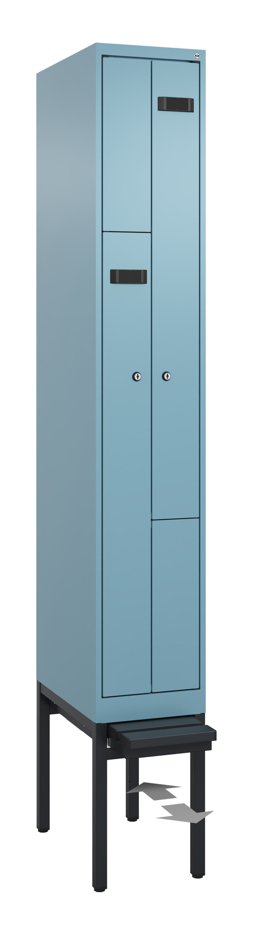 C+P Z-Spind Evolo PLUS, Bank, 2 Fächer, 2120x300x815mm