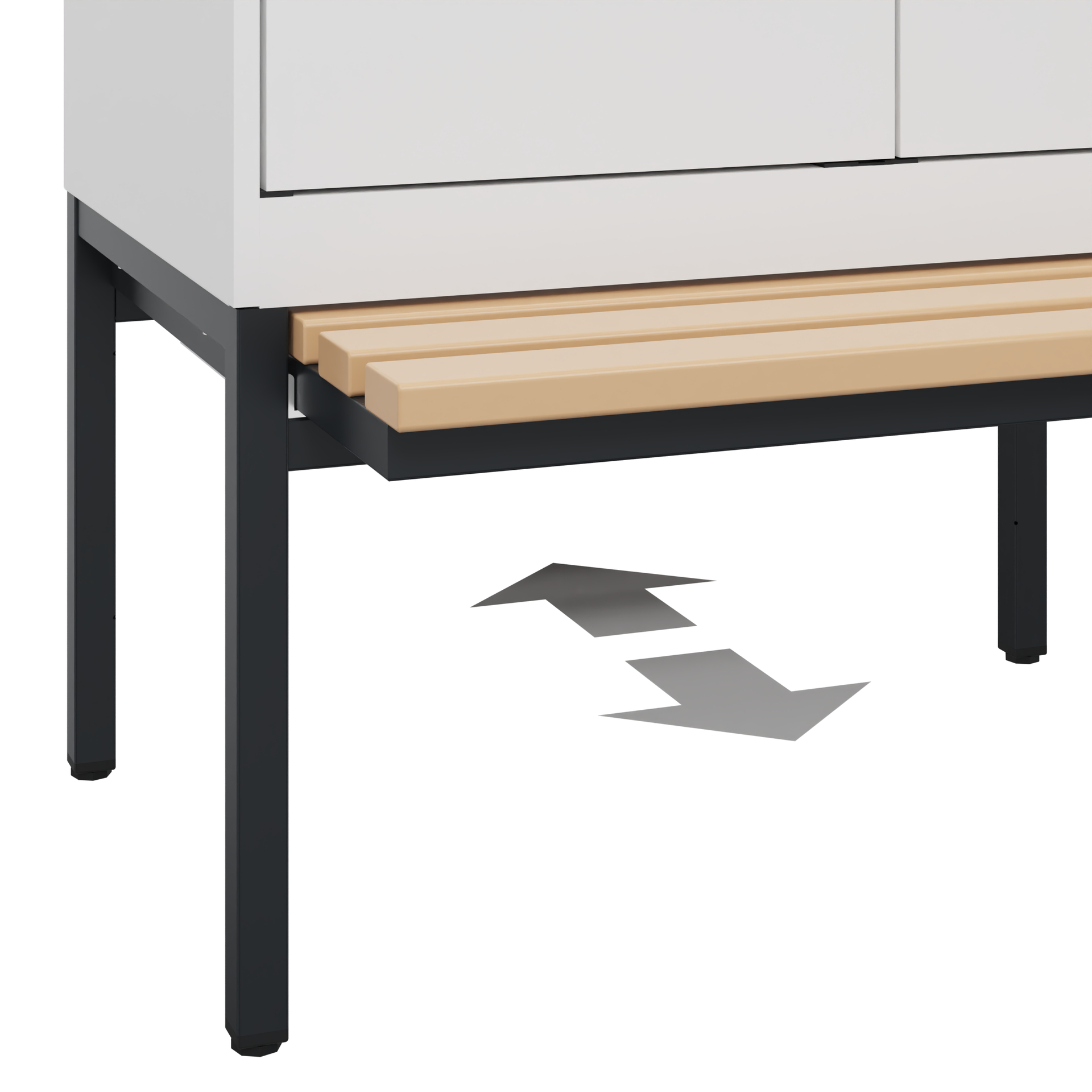 C+P Schwarz-Weiß-Spind Evolo PLUS, Bank, 2 Abteile, 2120x800x815mm