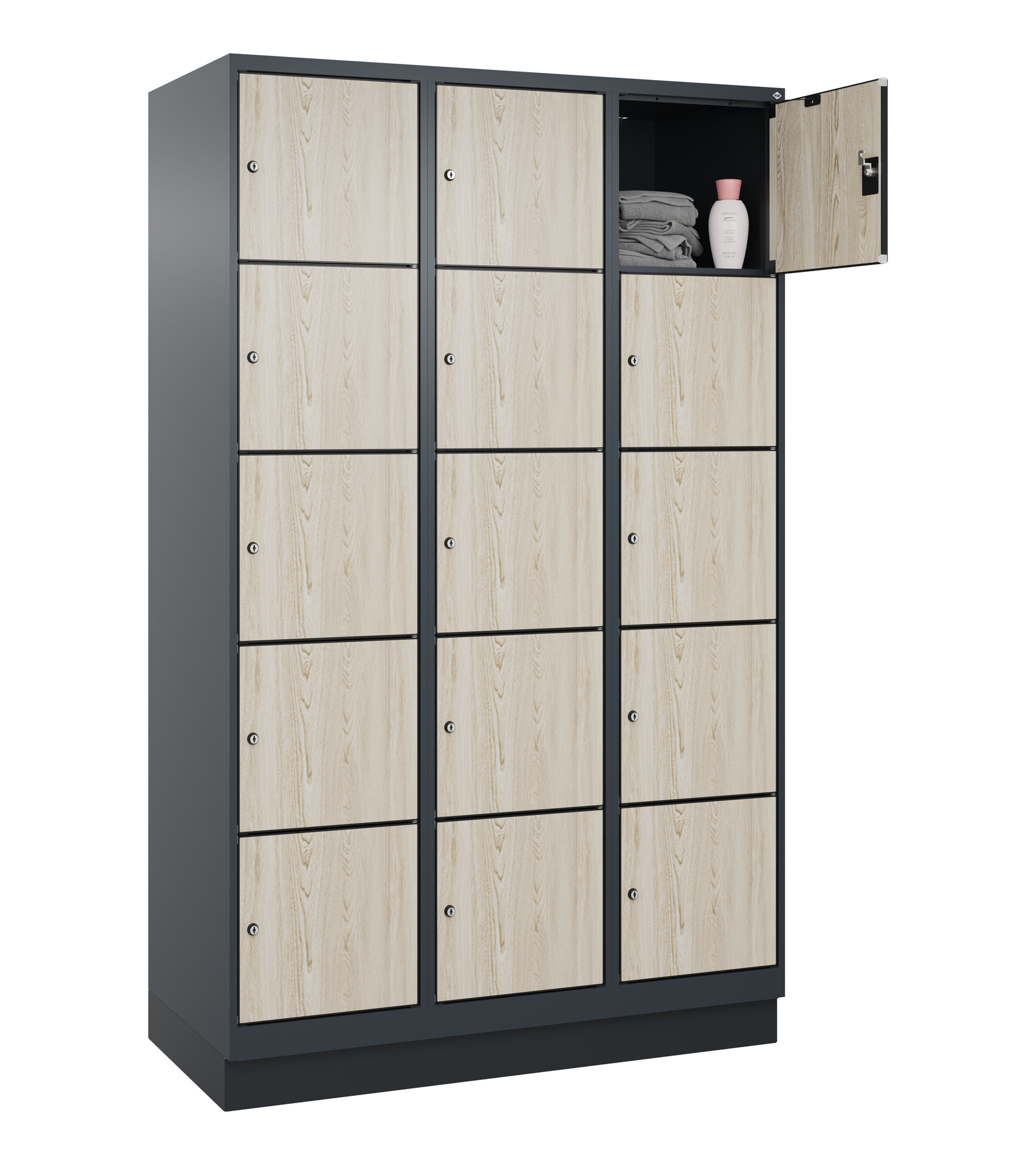 C+P Schlie�fachschrank Evolo PLUS, Sockel, 15 F�cher, 1950x1200x500mm