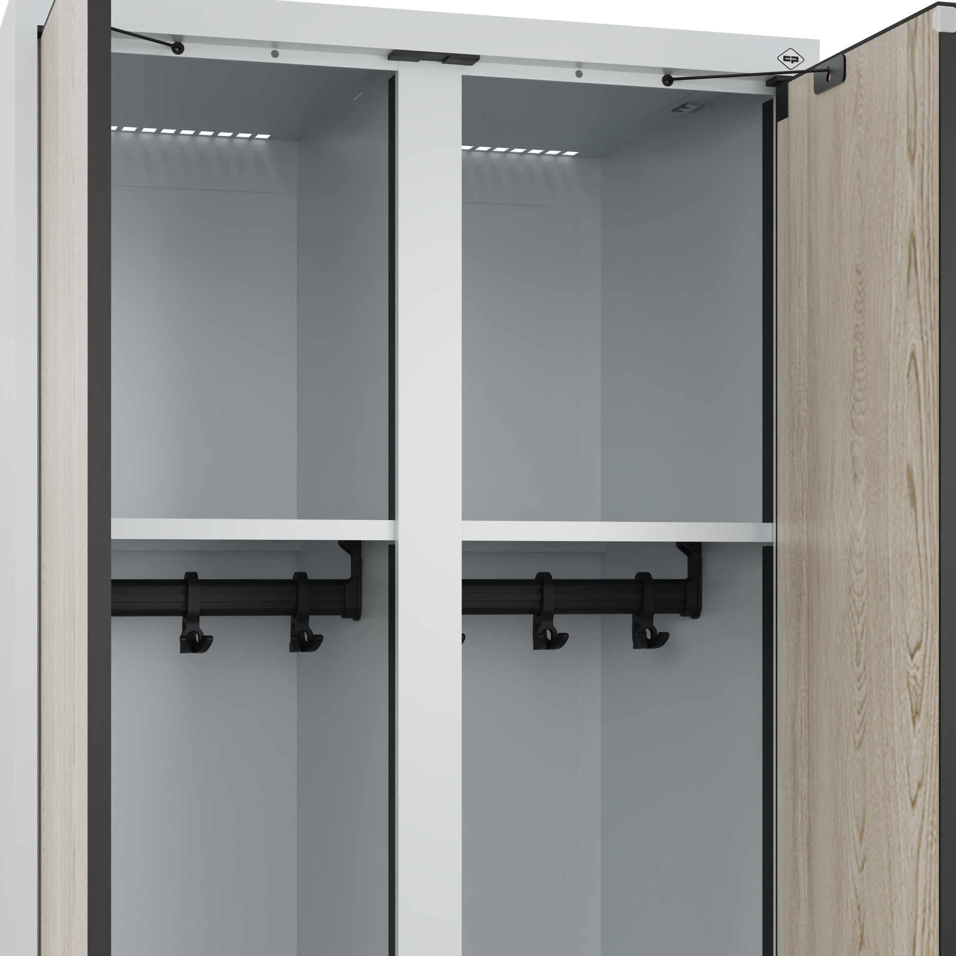 C+P Schwarz-Wei�-Spind Evolo PLUS, 2 Abteile, 1850x600x500mm