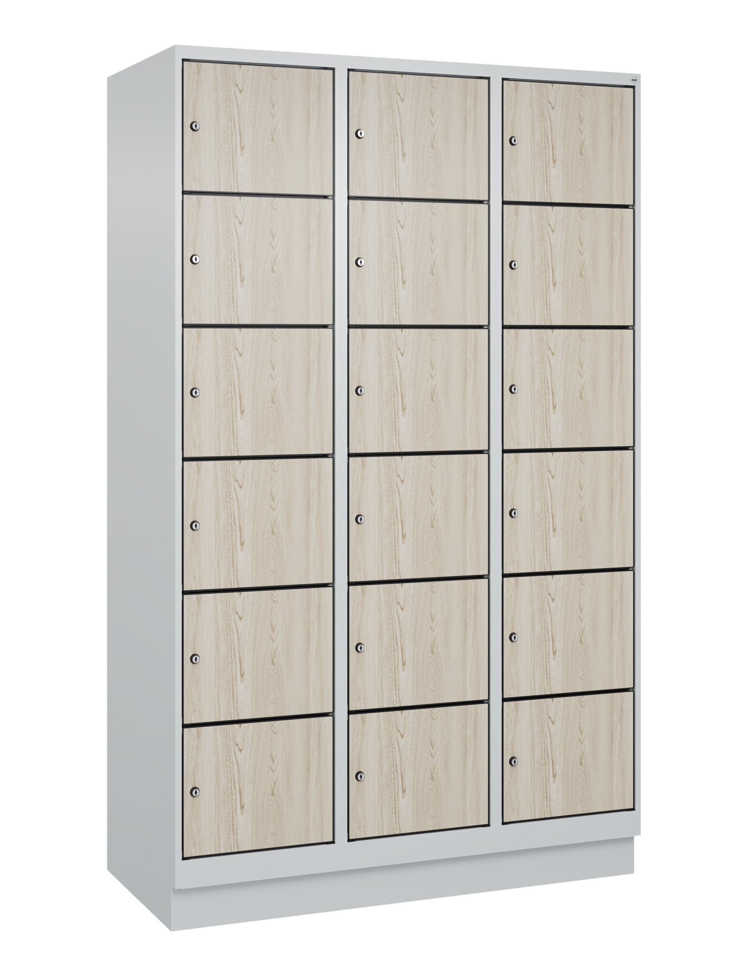 C+P Schlie�fachschrank Evolo PLUS, Sockel, 18 F�cher, 1950x1200x500mm