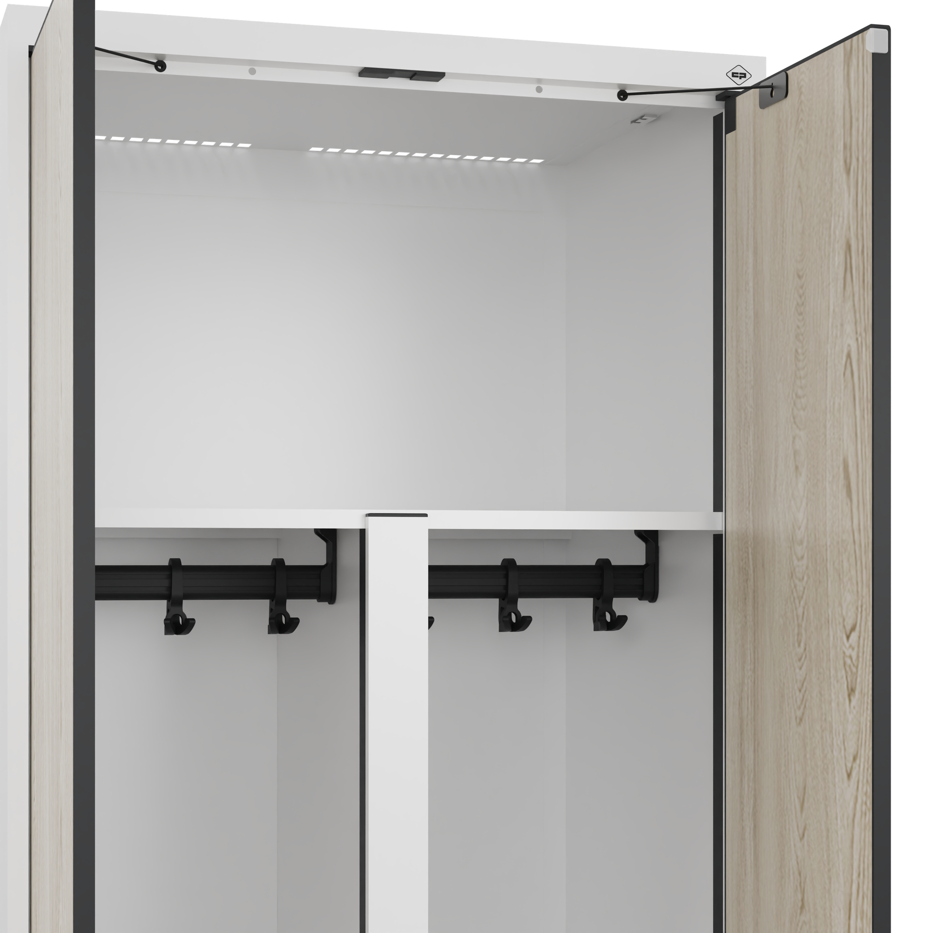 C+P PSA Schwarz-Wei�-Spind Evolo PLUS, F��e, 4 Abteile, 1950x1200x500mm