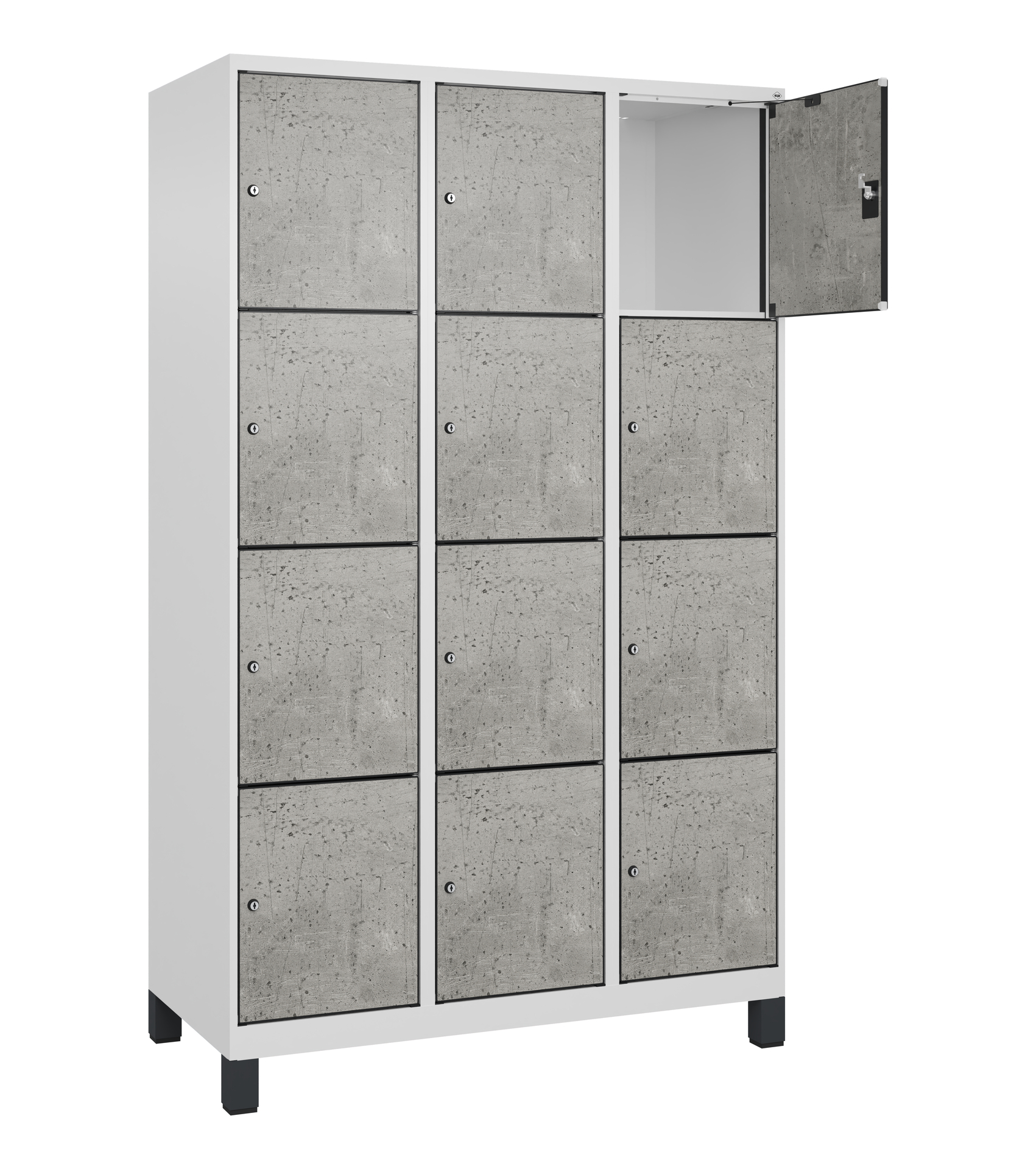 C+P Schlie�fachschrank Evolo PLUS, F��e, 12 F�cher, 1950x1200x500mm