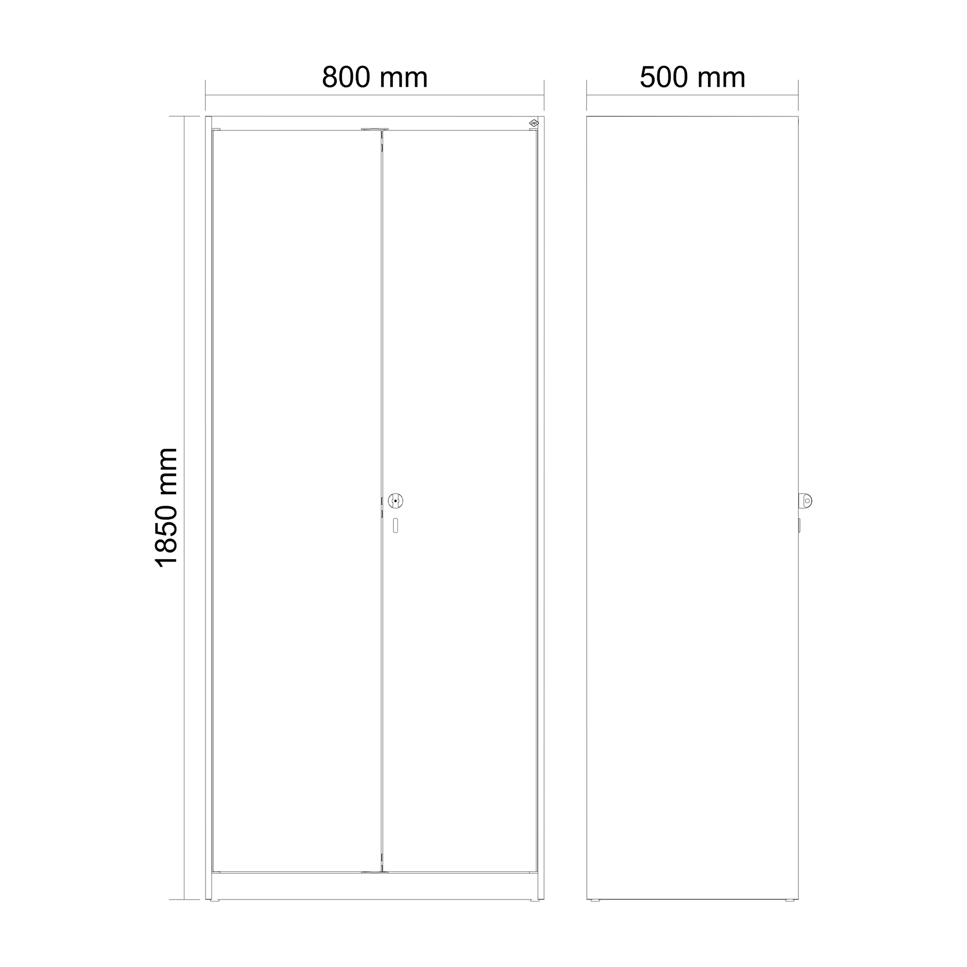 C+P Aufbewahrungsspind Evolo PLUS, 2 Abteile, 1850x800x500mm