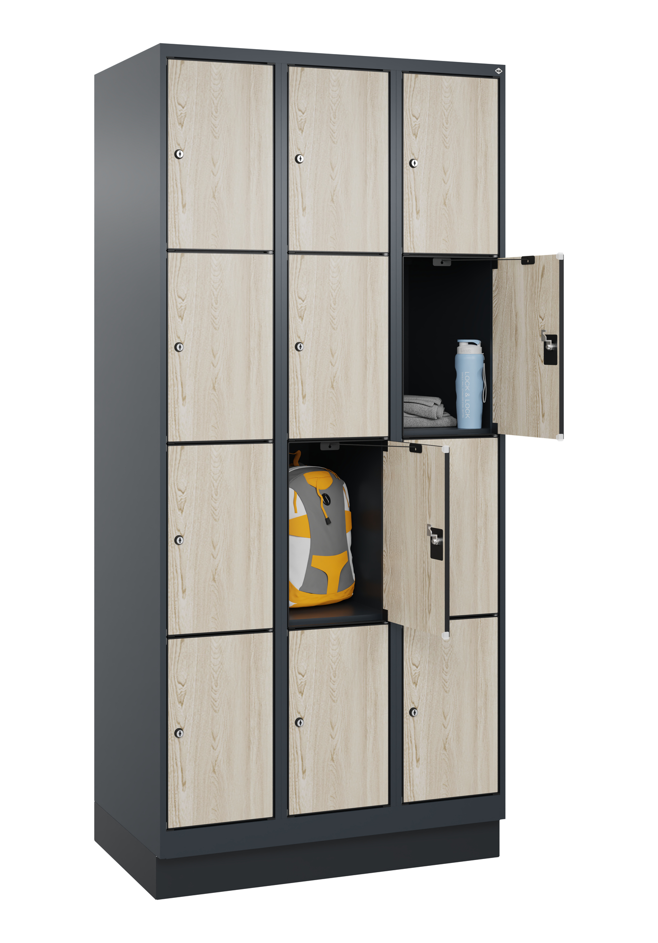 C+P Schlie�fachschrank Evolo PLUS, Sockel, 12 F�cher, 1950x900x500mm