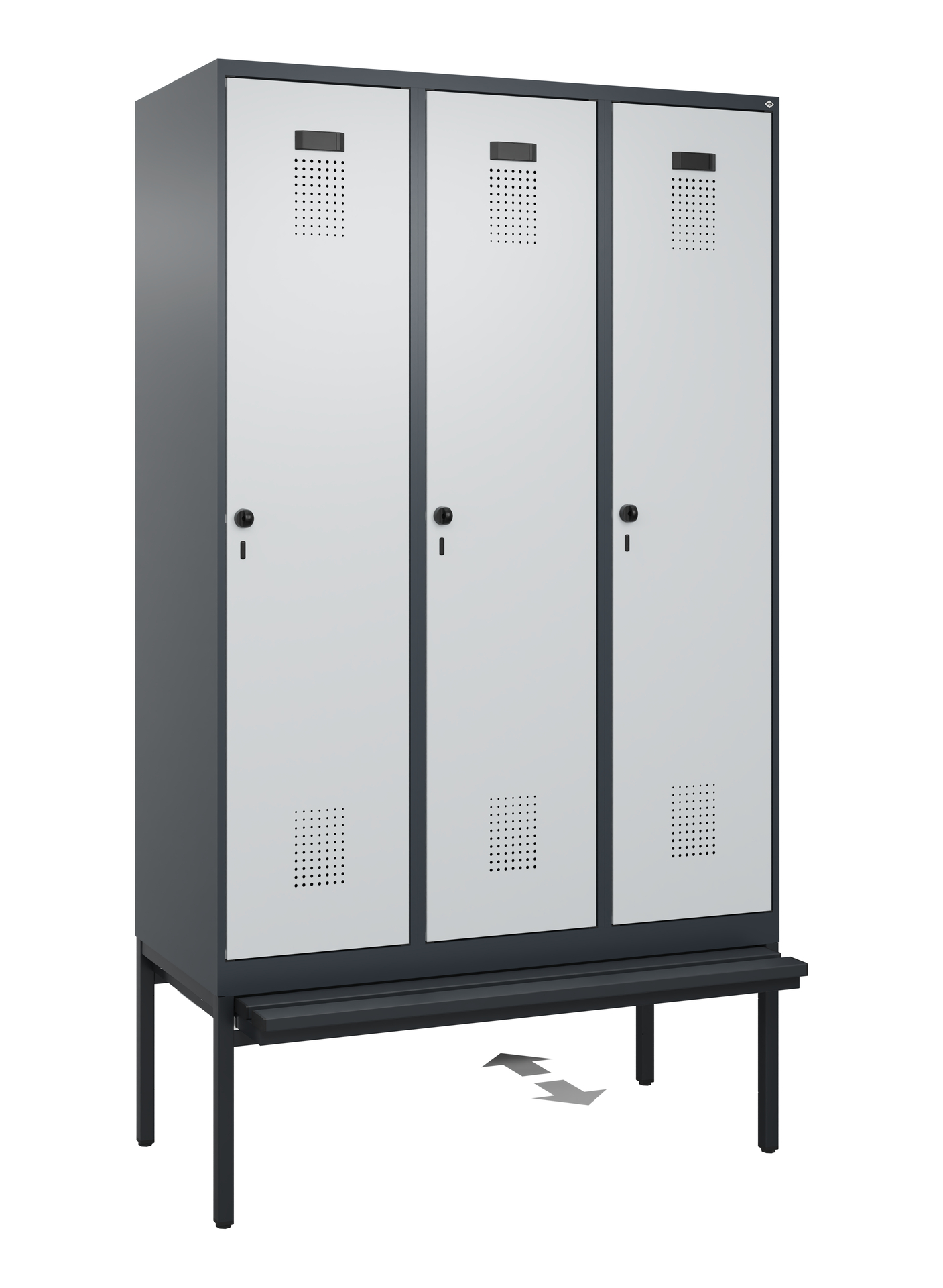 C+P Spind Evolo PLUS, Bank, 3 Abteile, 2120x1200x815mm