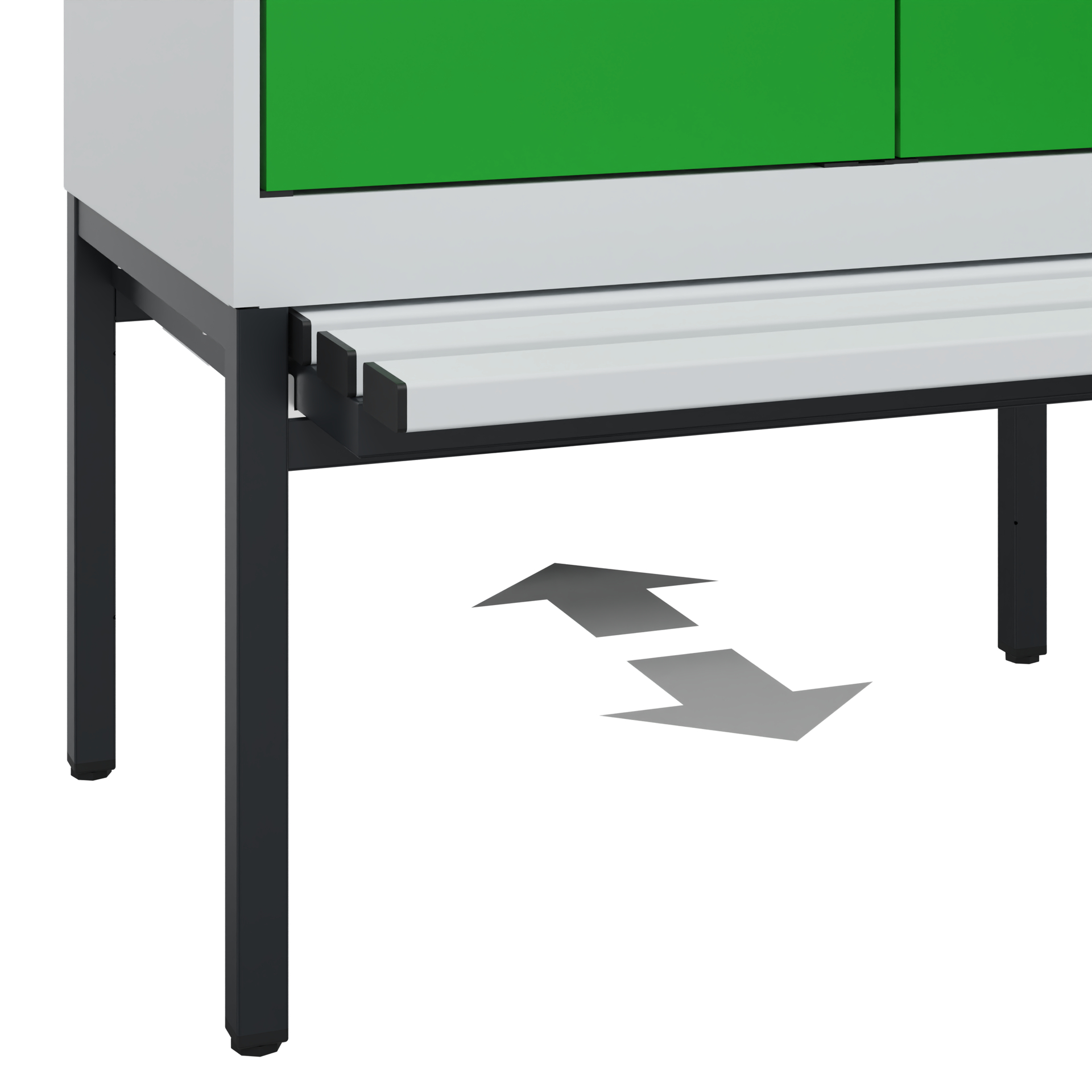 C+P PSA Schwarz-Weiß-Spind Evolo PLUS, Bank, 2 Abteile, 2120x800x815mm