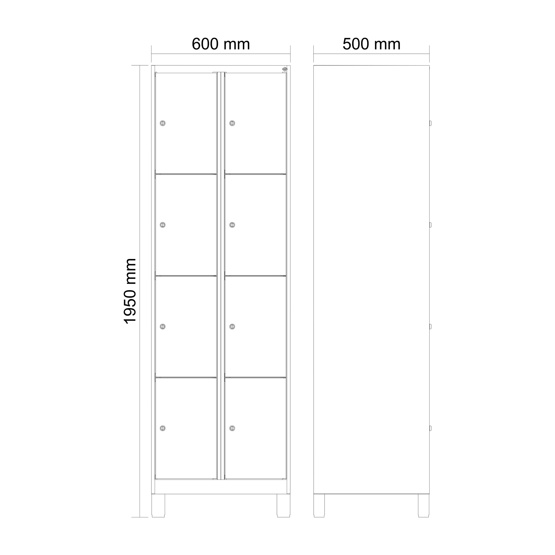 C+P Schlie�fachschrank Evolo PLUS, F��e, 8 F�cher, 1950x600x500mm