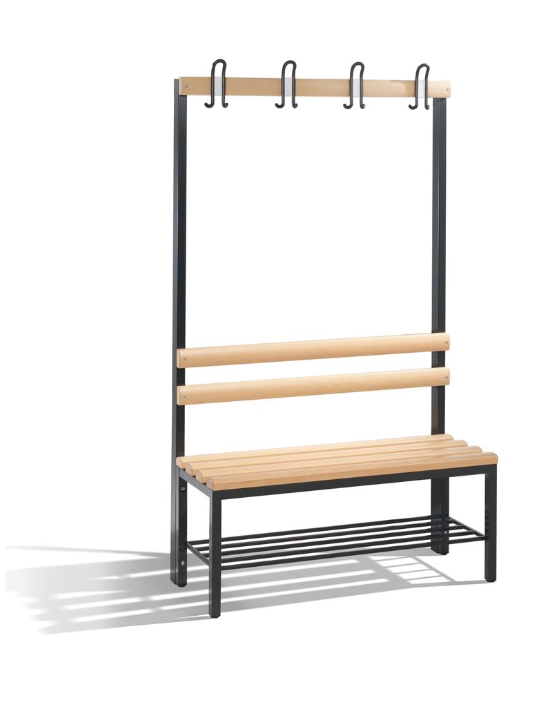 C+P One-sided bench with coat rack, shoe rack, series Basic