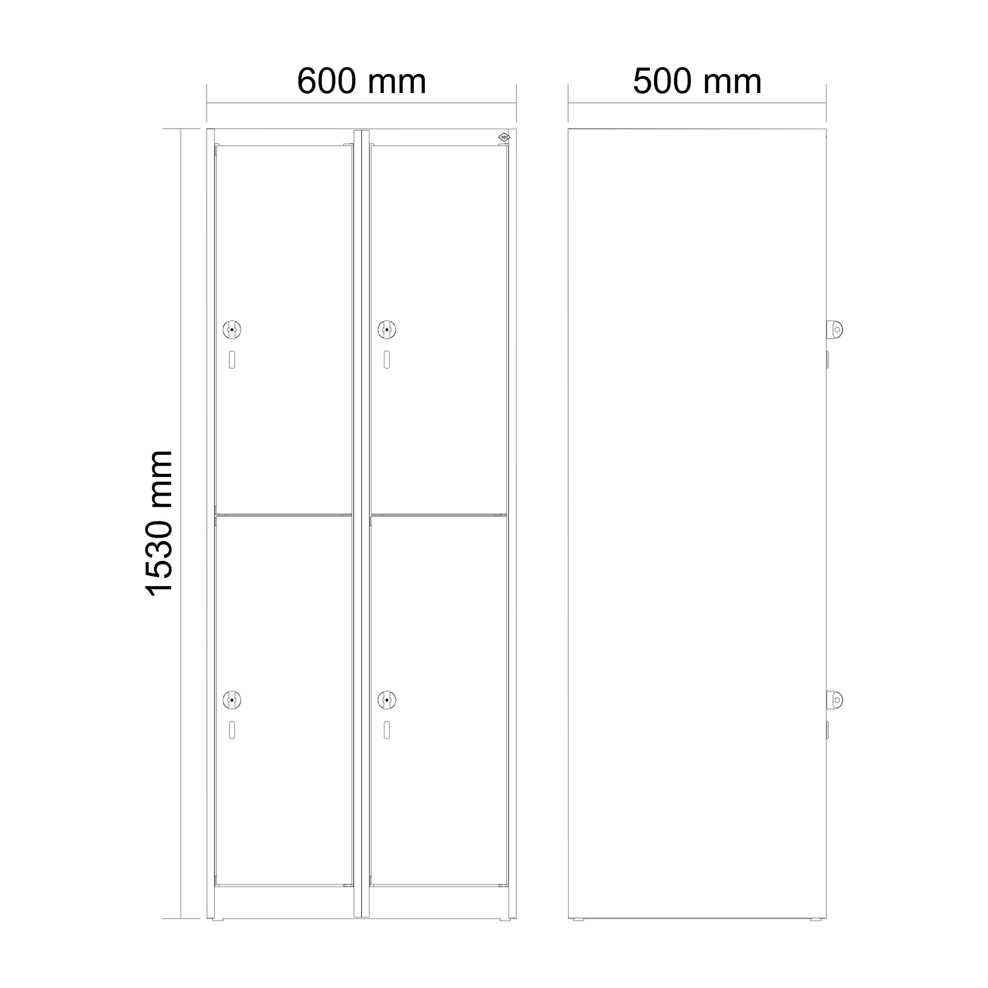 C+P Doppelstöckiger Spind Evolo PLUS, 2 Abteile, 1