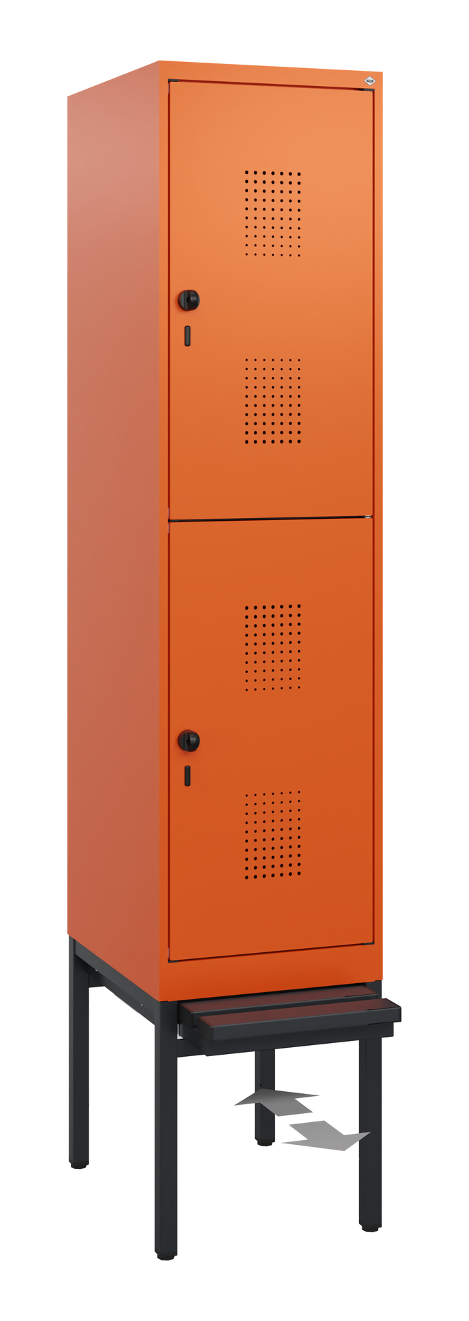 C+P Doppelstöckiger Spind Evolo PLUS, 2 Fächer, 1950x400x815mm