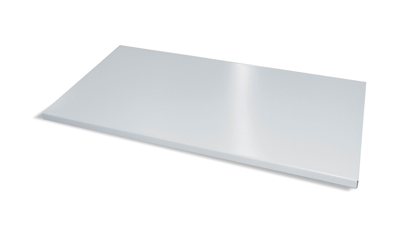 Metallplatte liegt auf weißem Hintergrund.