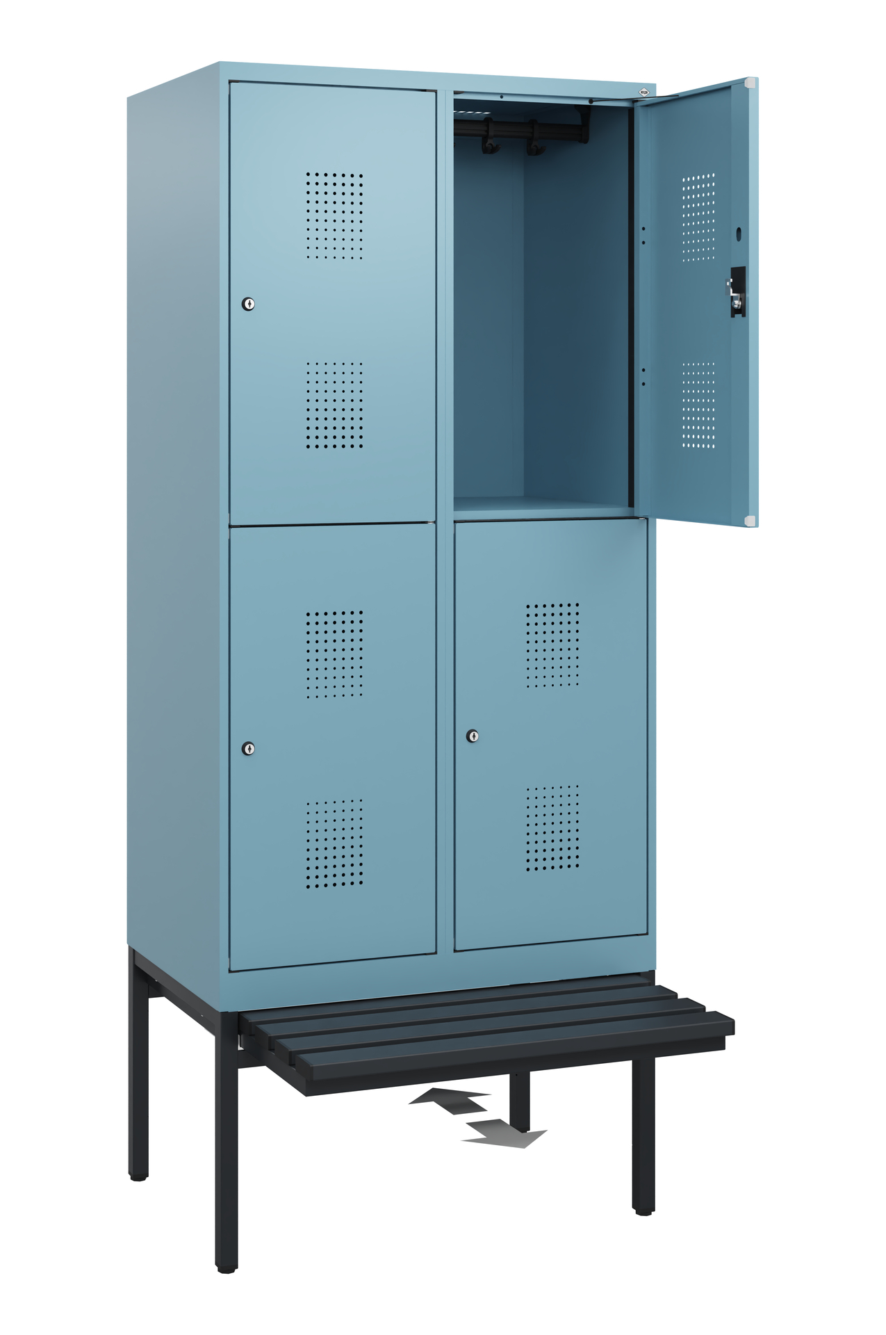 C+P Doppelstöckiger Spind Evolo PLUS, 4 Fächer, 1950x800x815mm