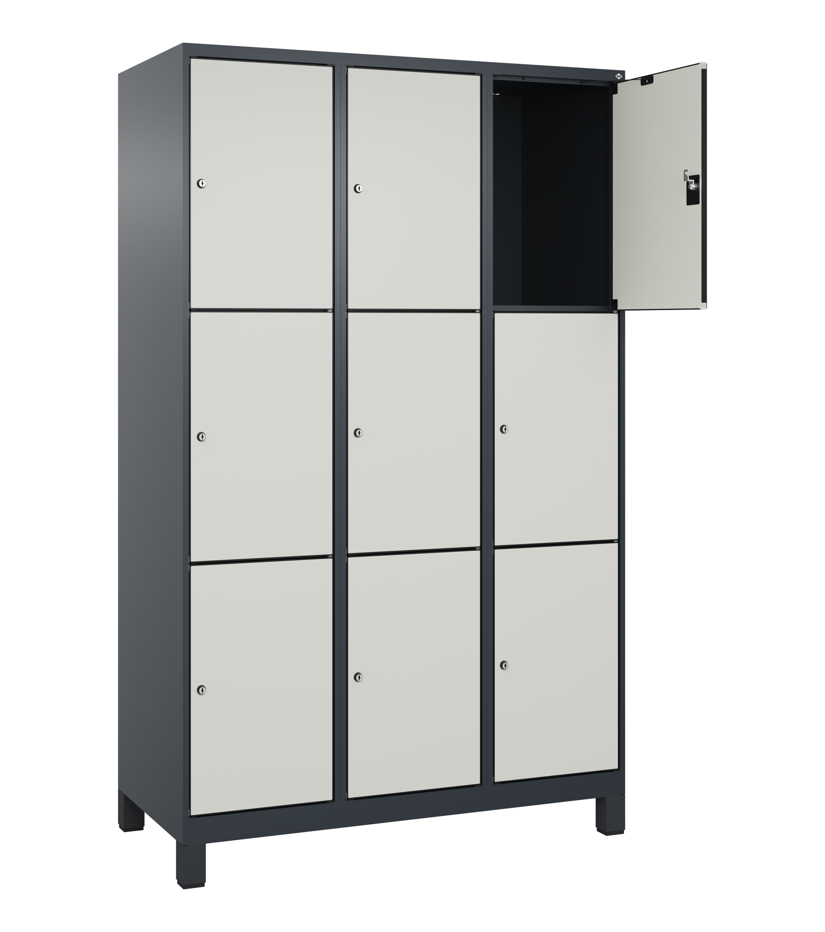 C+P Schlie�fachschrank Evolo PLUS, F��e, 9 F�cher, 1950x1200x500mm