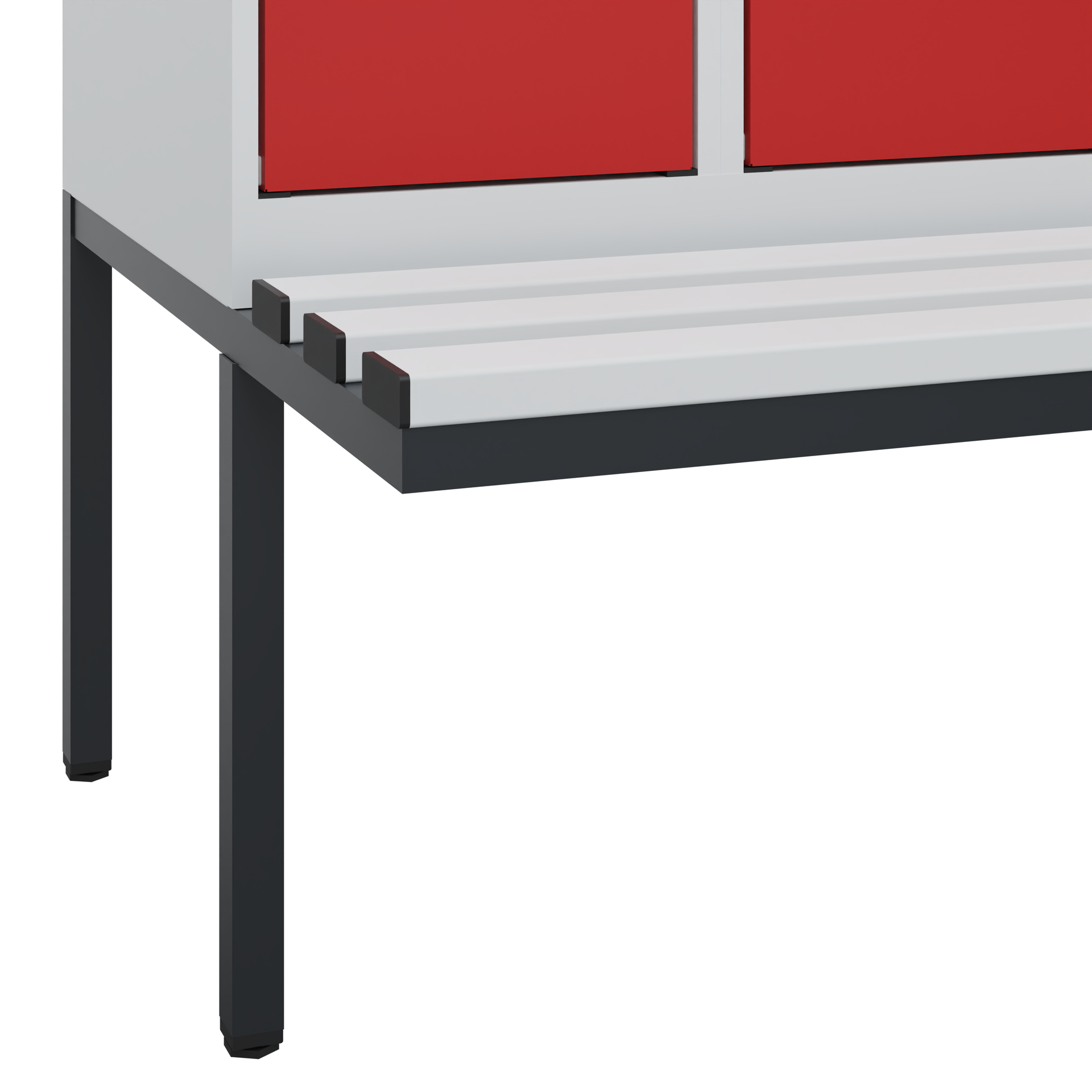 C+P Schwarz-Weiß-Spind Evolo PLUS, Bank, 2 Abteile