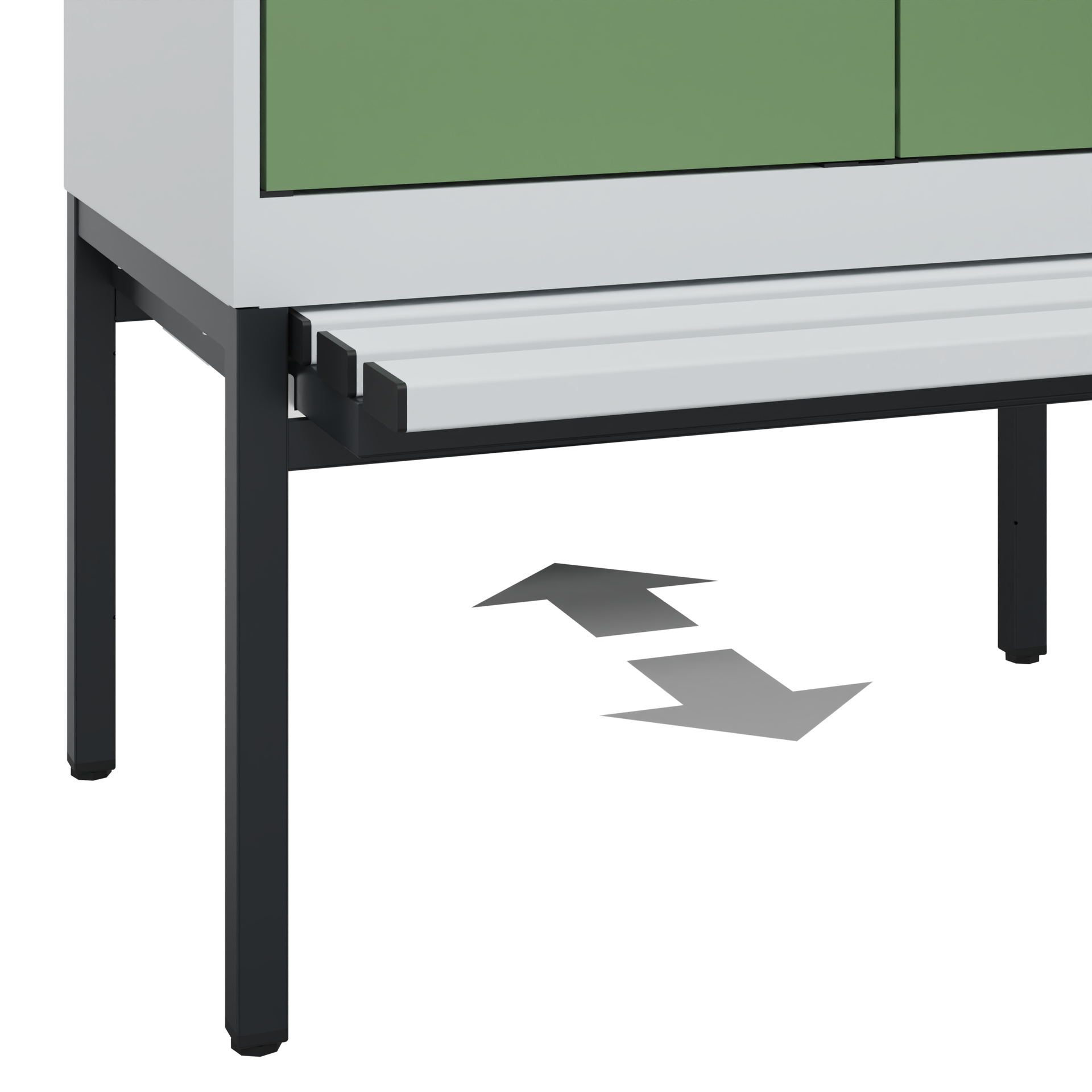 C+P PSA Schwarz-Weiß-Spind Evolo PLUS, Bank, 2 Abteile, 2120x800x815mm