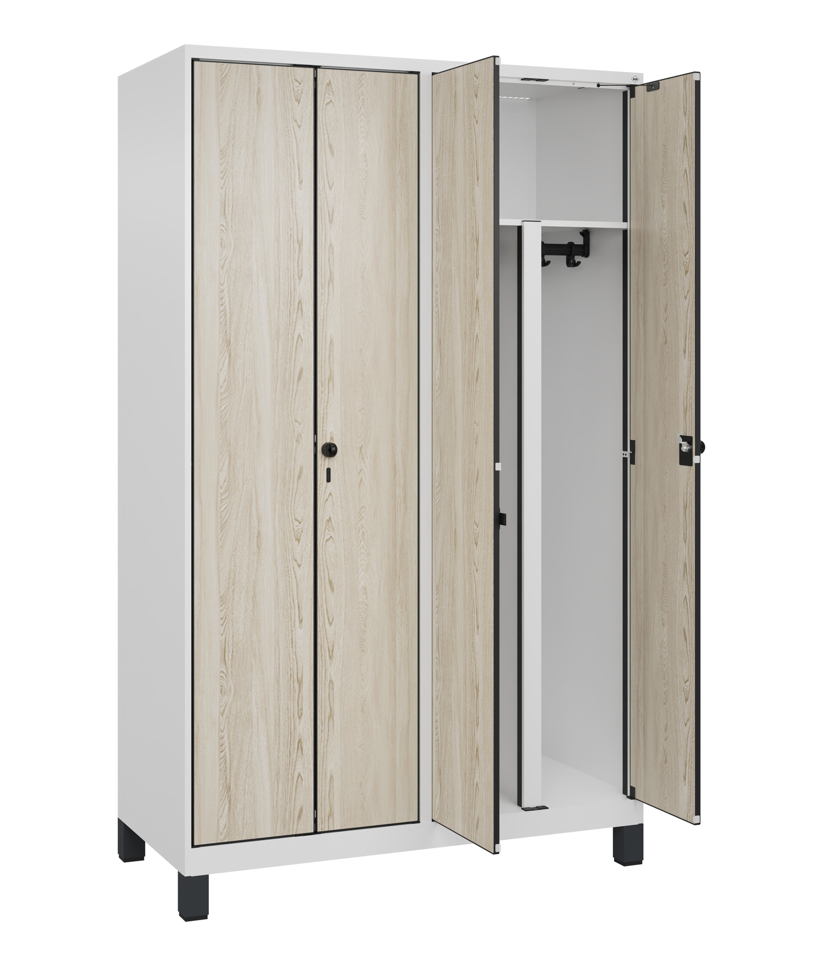 C+P PSA Schwarz-Wei�-Spind Evolo PLUS, F��e, 4 Abteile, 1950x1200x500mm