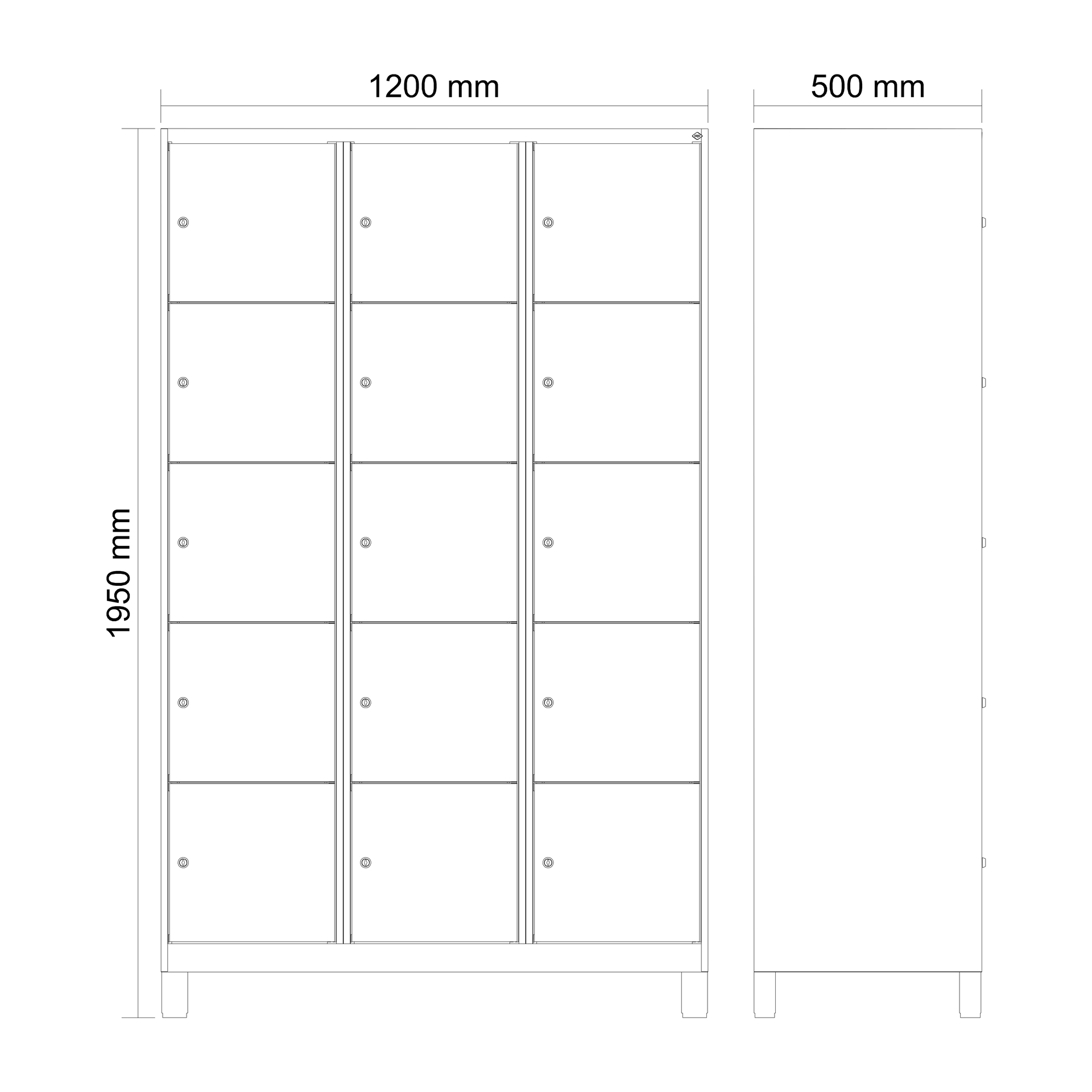C+P Schlie�fachschrank Evolo PLUS, F��e, 15 F�cher, 1950x1200x500mm