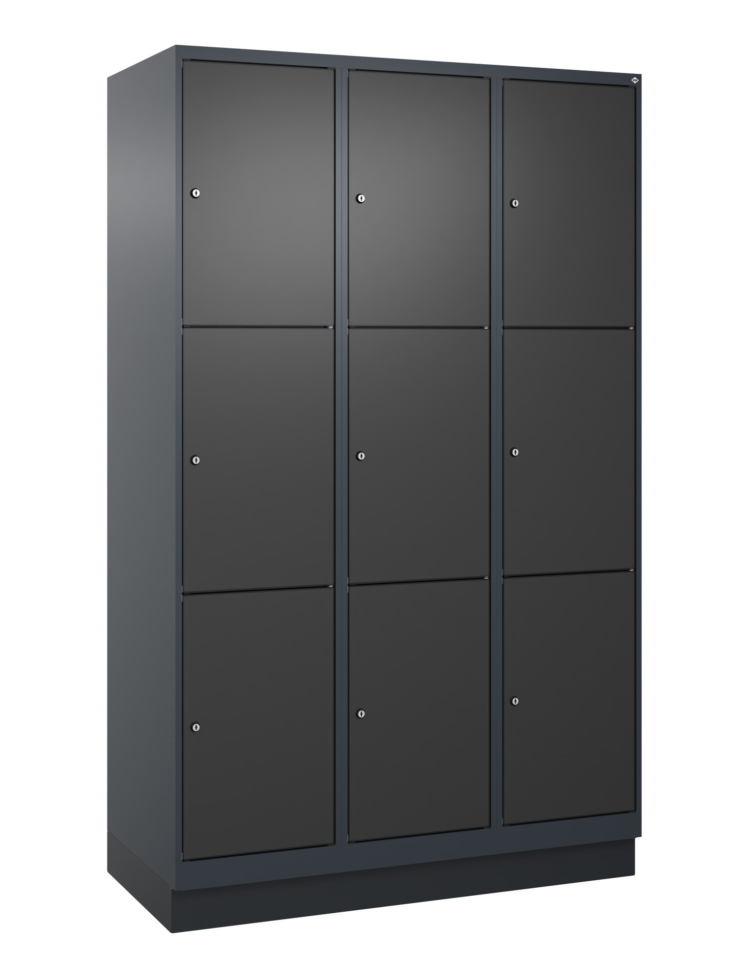 C+P Schlie�fachschrank Evolo PLUS, Sockel, 9 F�cher, 1950x1200x500mm