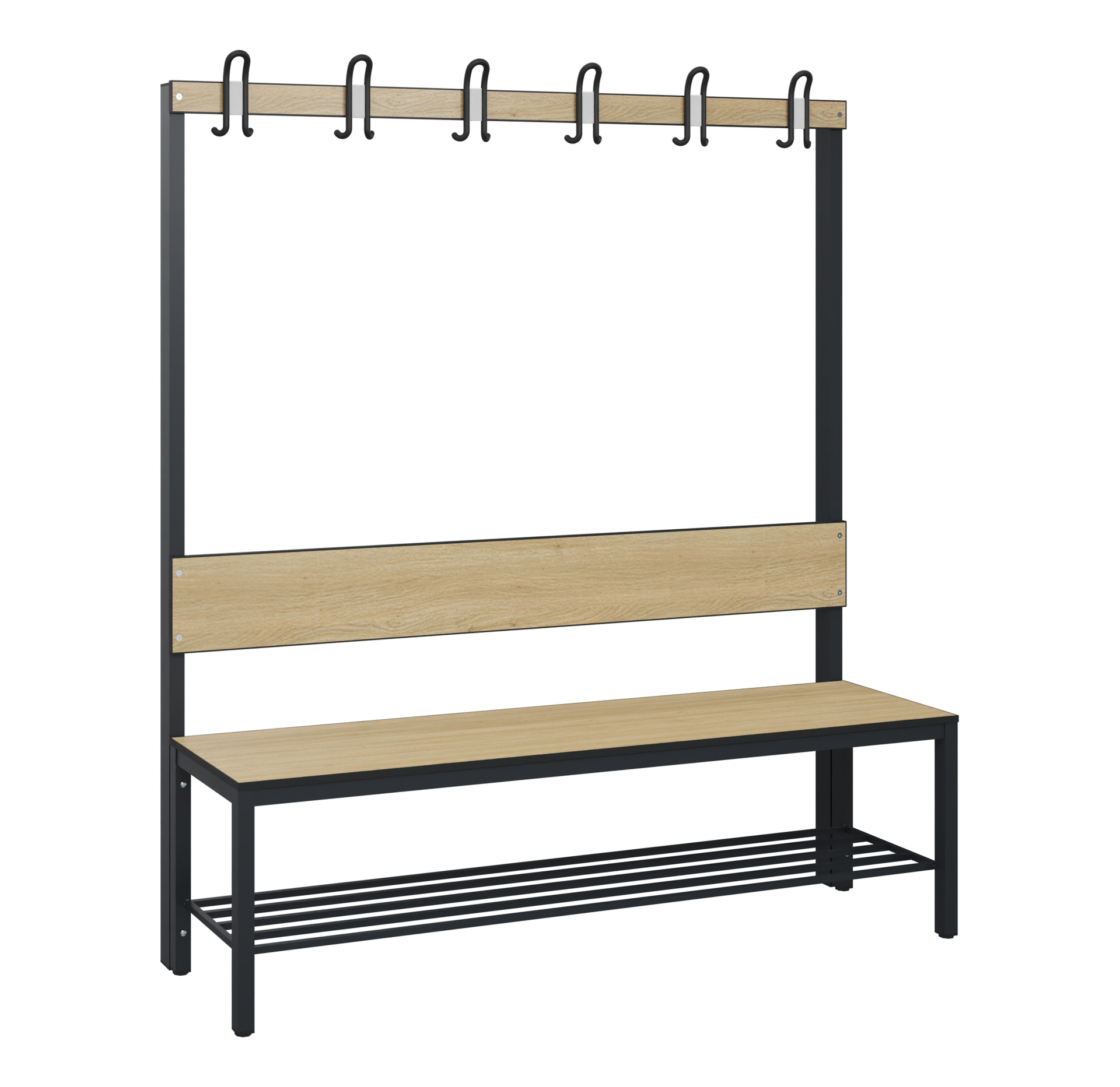 C+P Garderobenbank Solid HPL, 1716x1500x412mm, 7021/VK032
