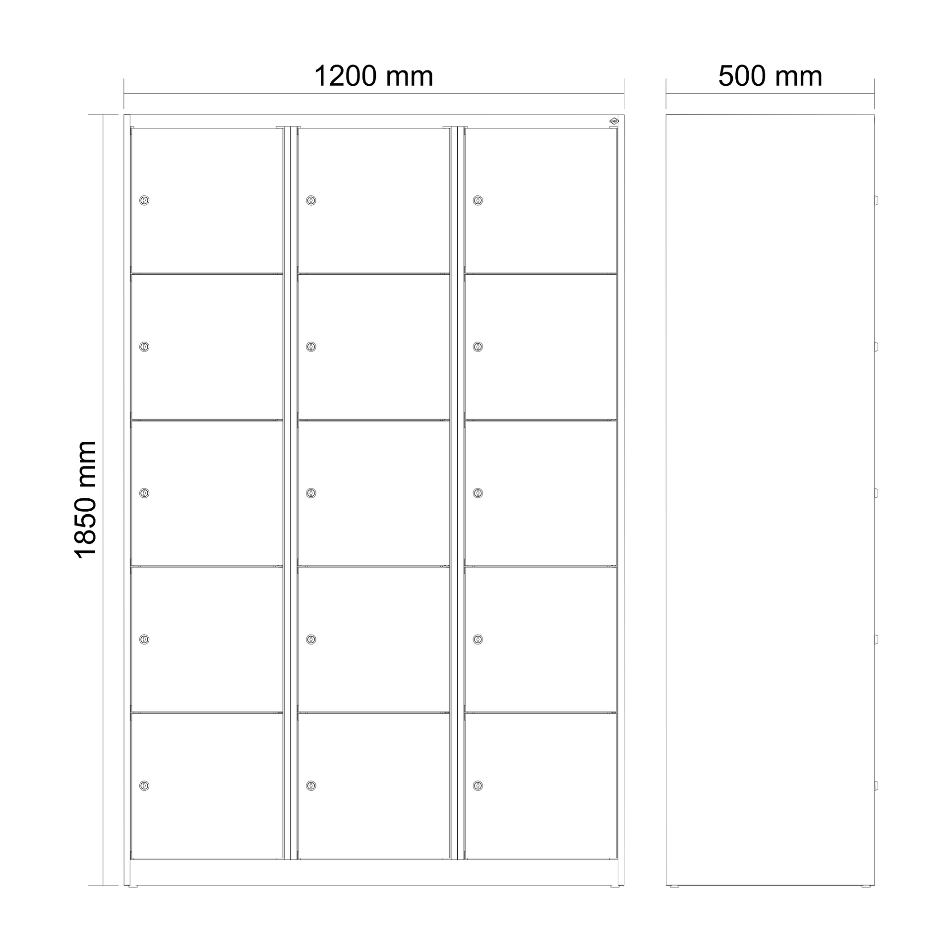 C+P Schlie�fachschrank Evolo PLUS, 15 F�cher, 1850x1200x500mm
