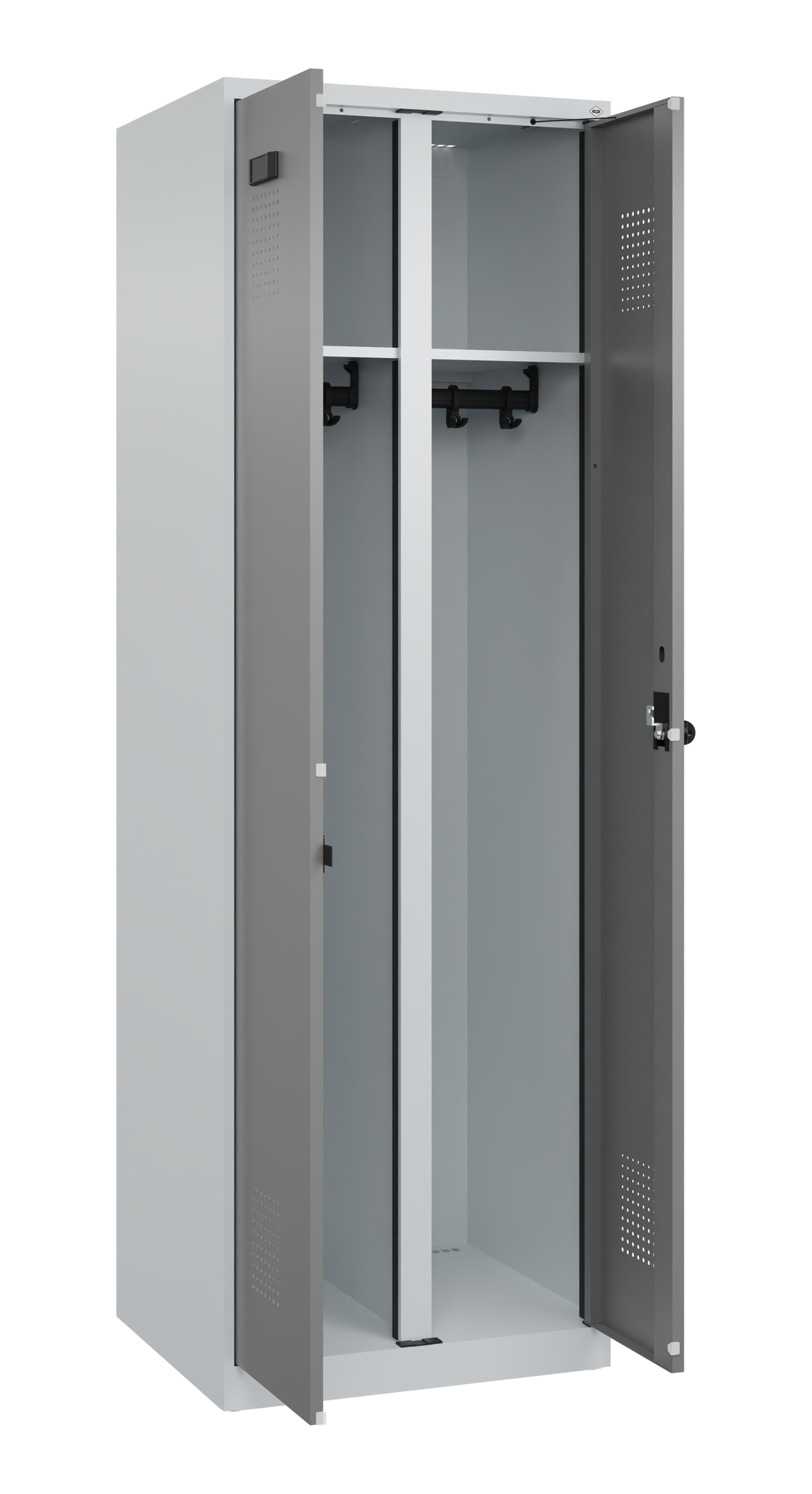 C+P Schwarz-Weiß-Spind Evolo PLUS, 2 Abteile, 1850